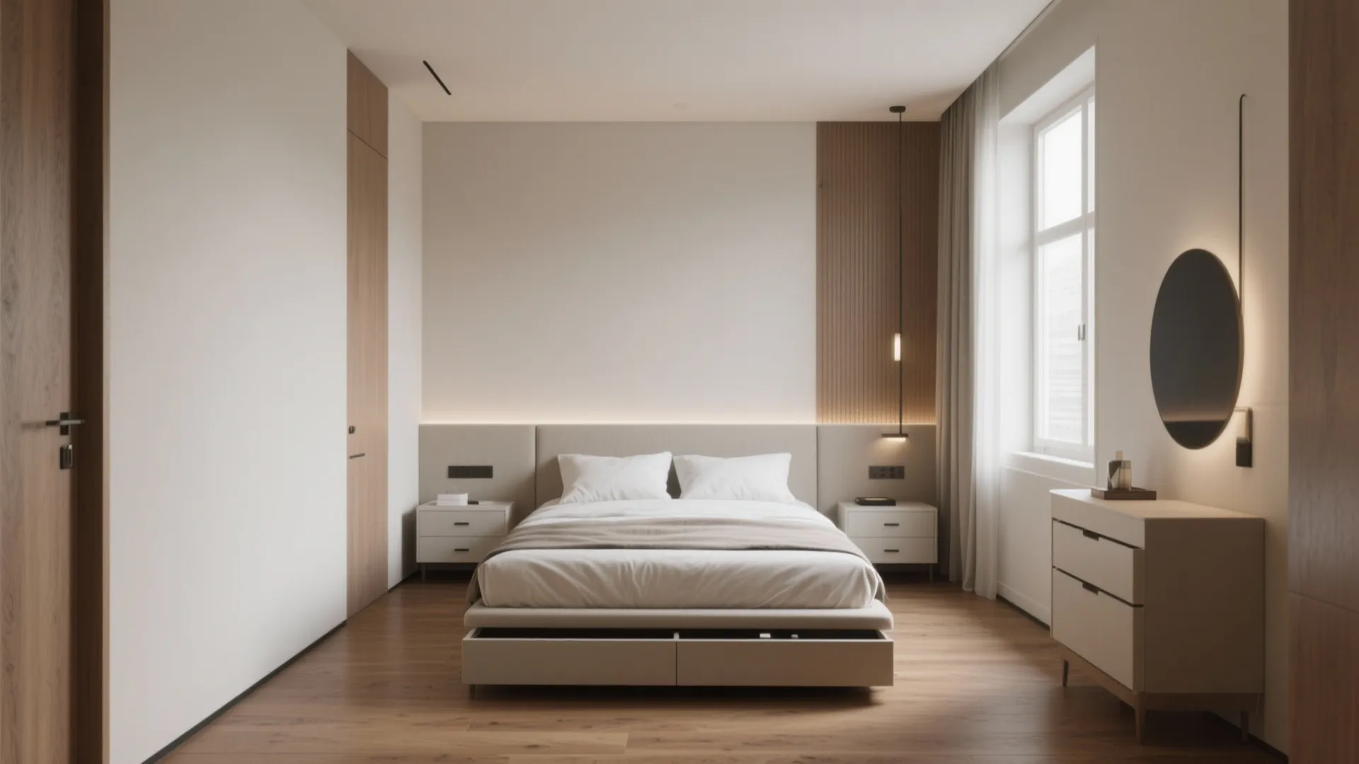 1. Linear layout with low-profile bed