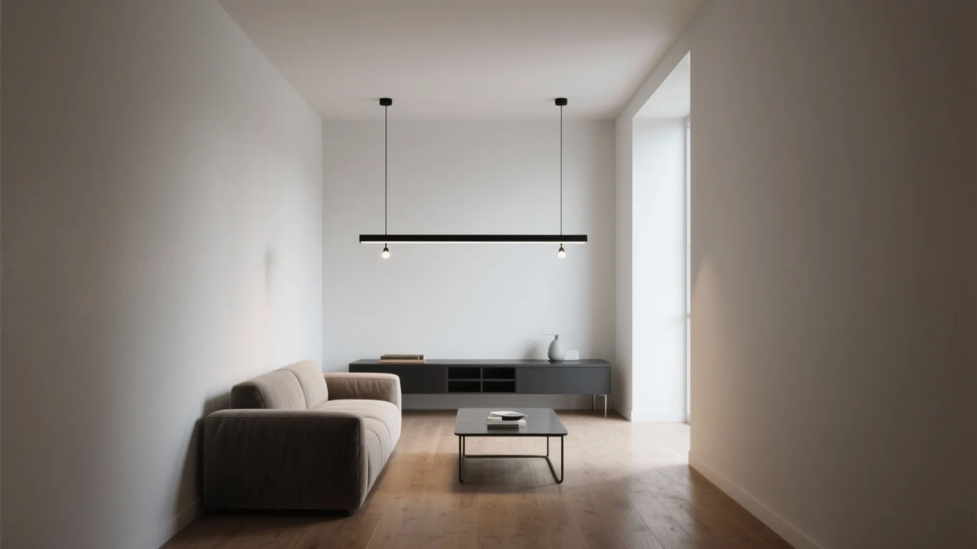 3. Linear mini chandelier above a sofa or table