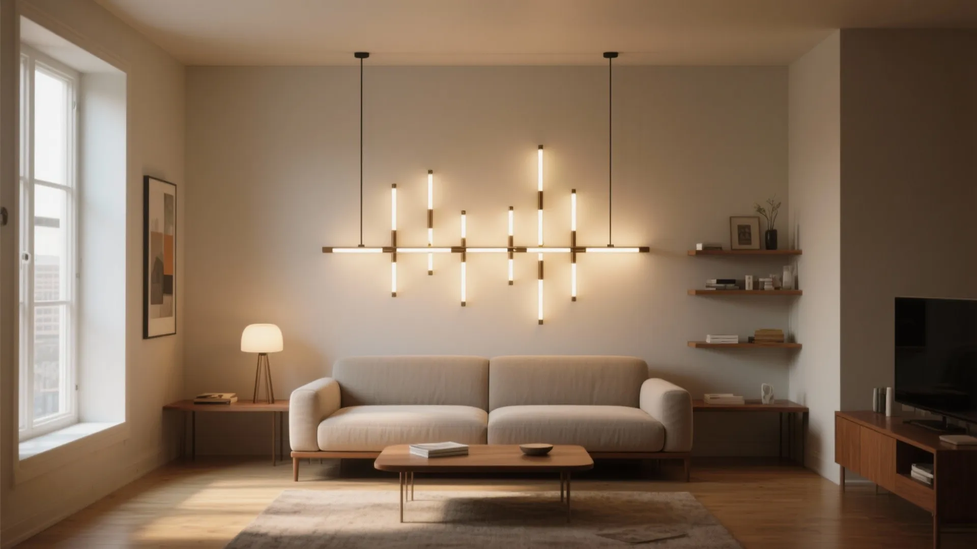 4. Linear multi-arm fixtures for visual rhythm