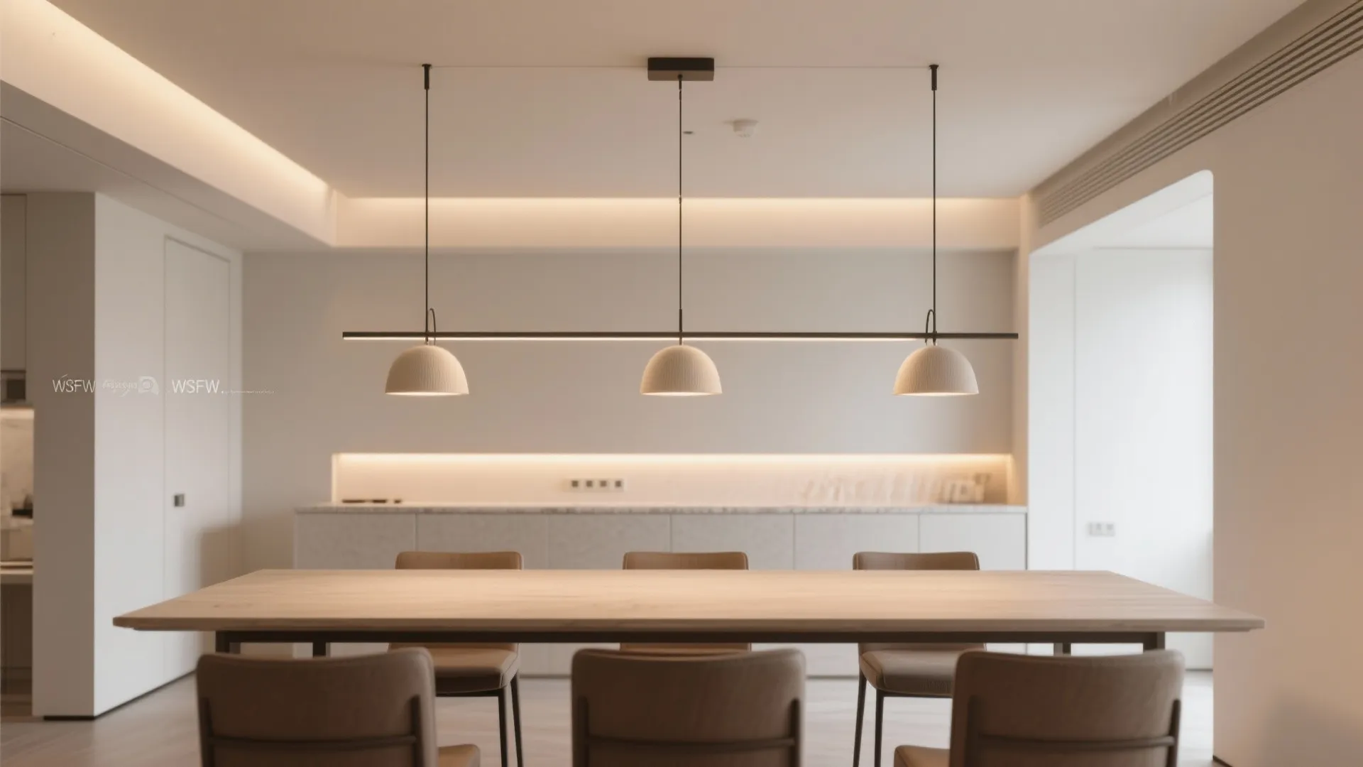 2) Linear multi-light pendants for rectangular tables