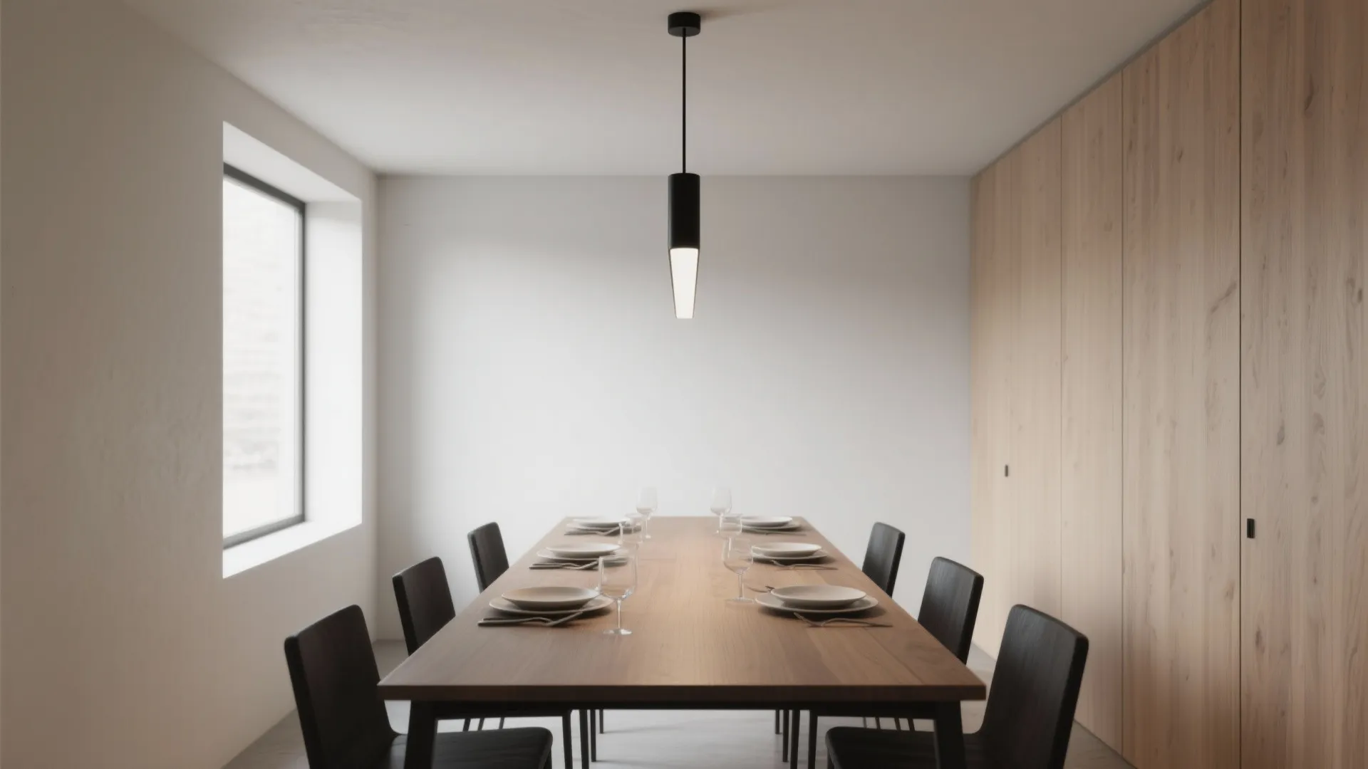 Lean Linear Pendant Over a Rectangular Table