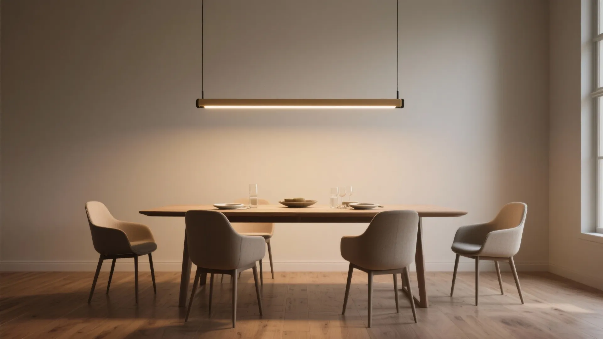 1. Low-hung Linear Pendant over Rectangular Tables