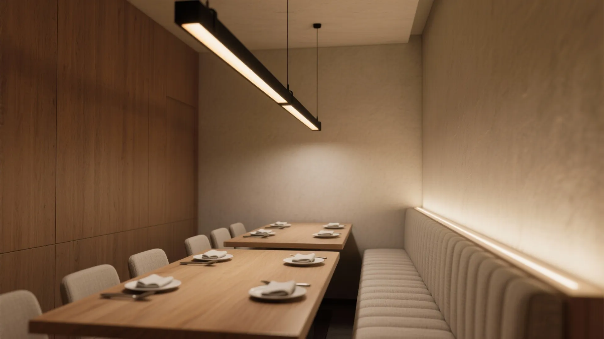 1. Linear pendant for narrow dining tables