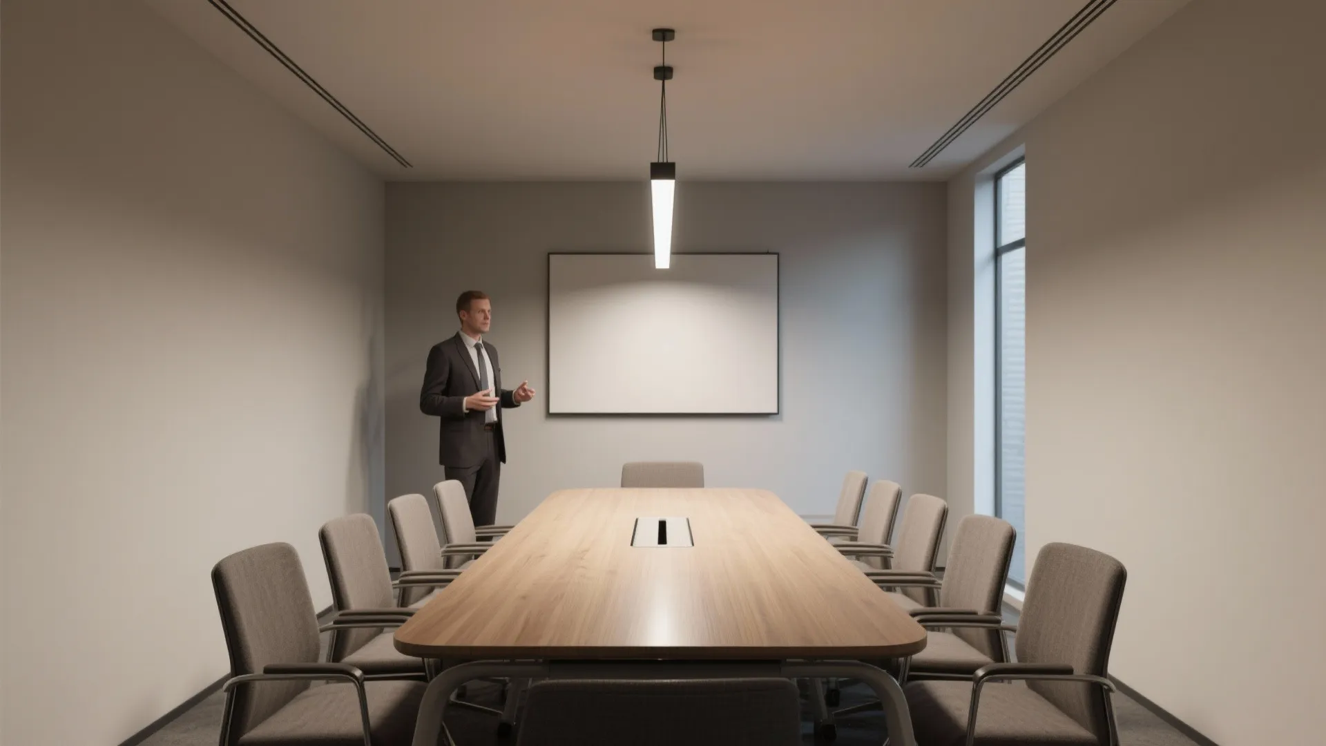 3. Linear pendant lights over the table