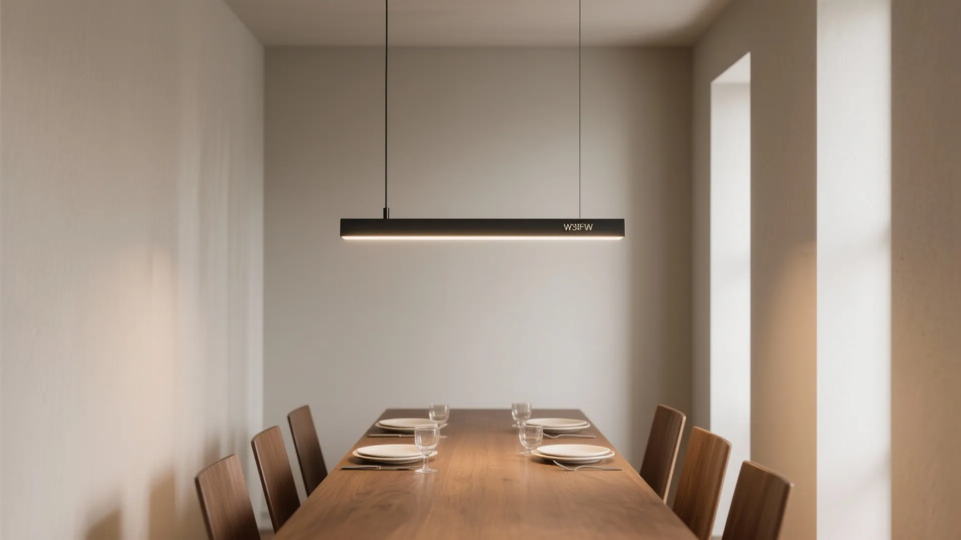 Compact linear pendants for rectangular tables