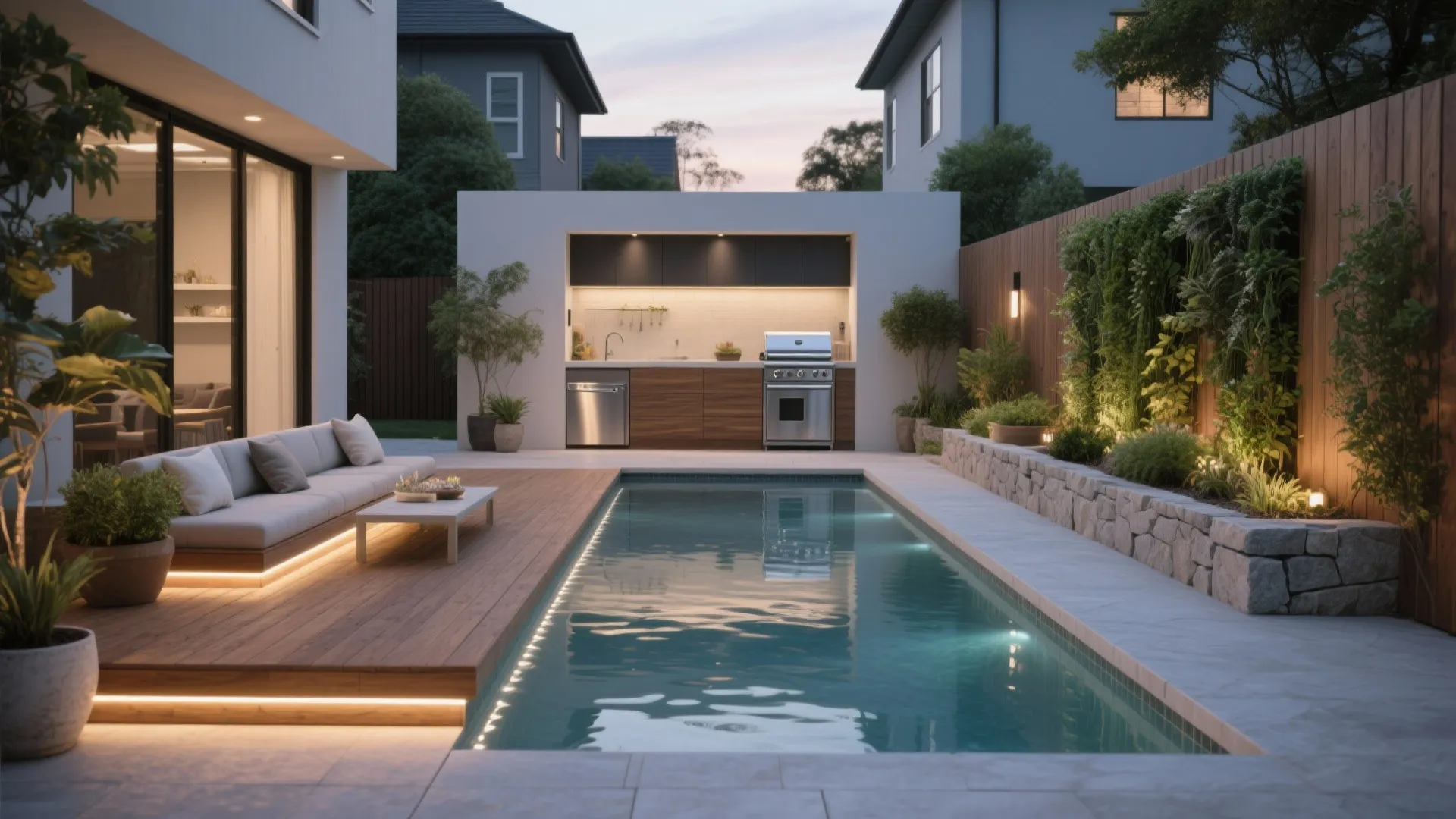 5 Backyard Pool & Outdoor Kitchen Ideas: Creative small-space backyard pool and outdoor kitchen ideas from a pro designer