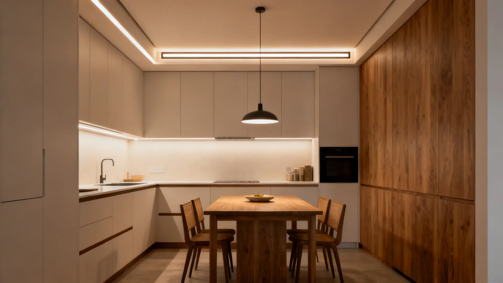 5) Linear Slot Lighting + Pendant Combo