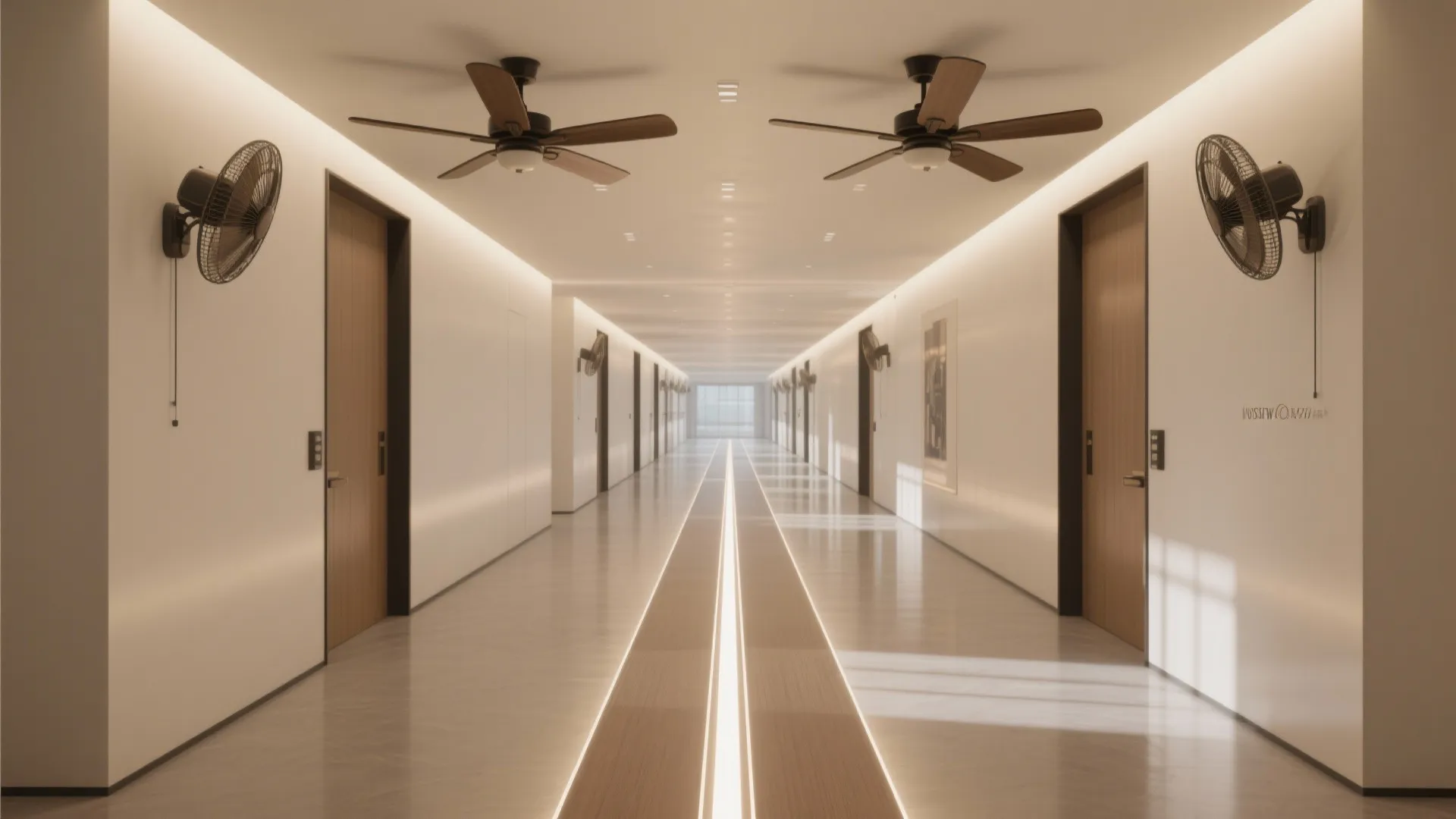 2) Linear light spine with balanced fan spacing