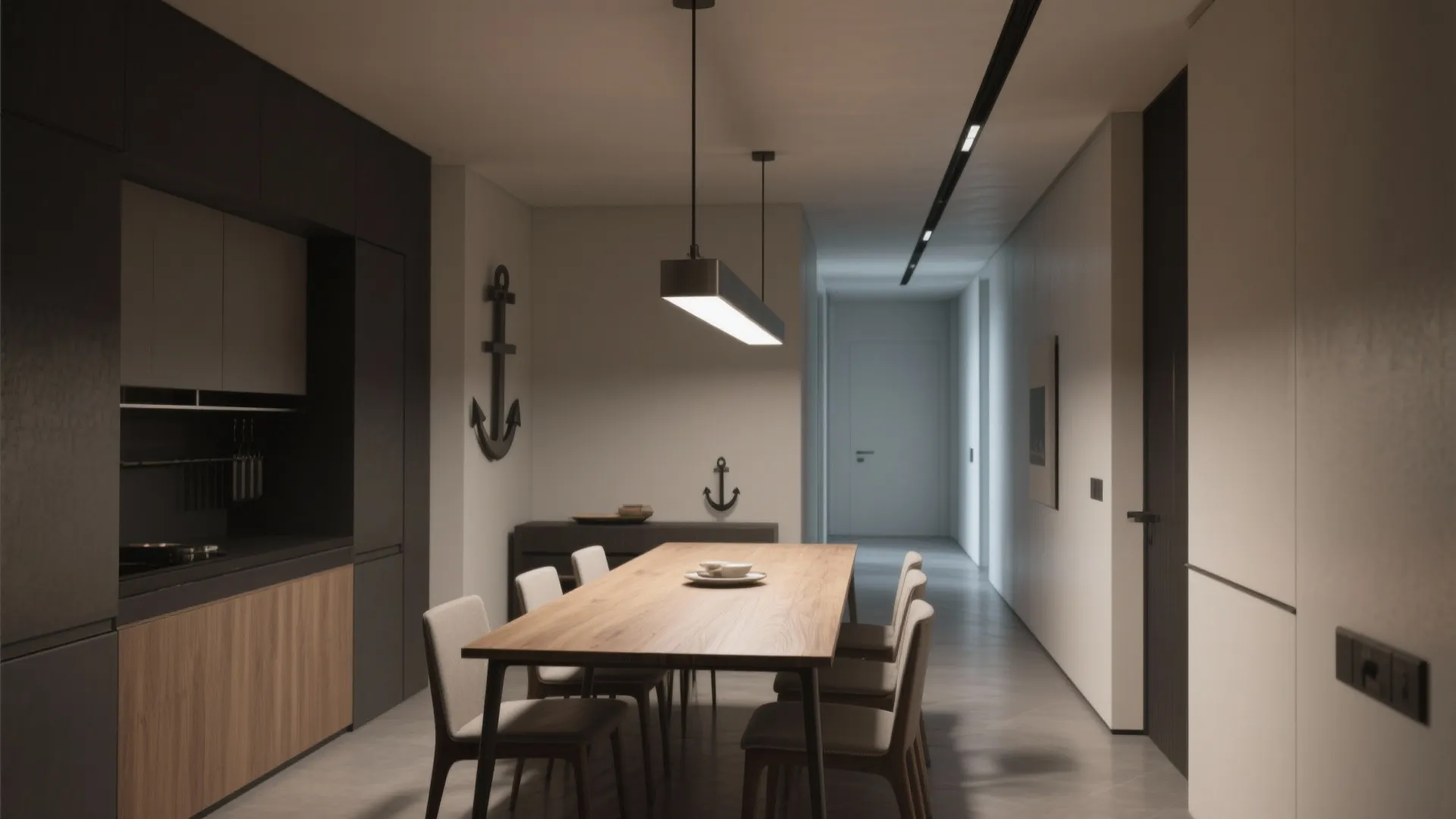 3. Linear suspension for narrow rooms