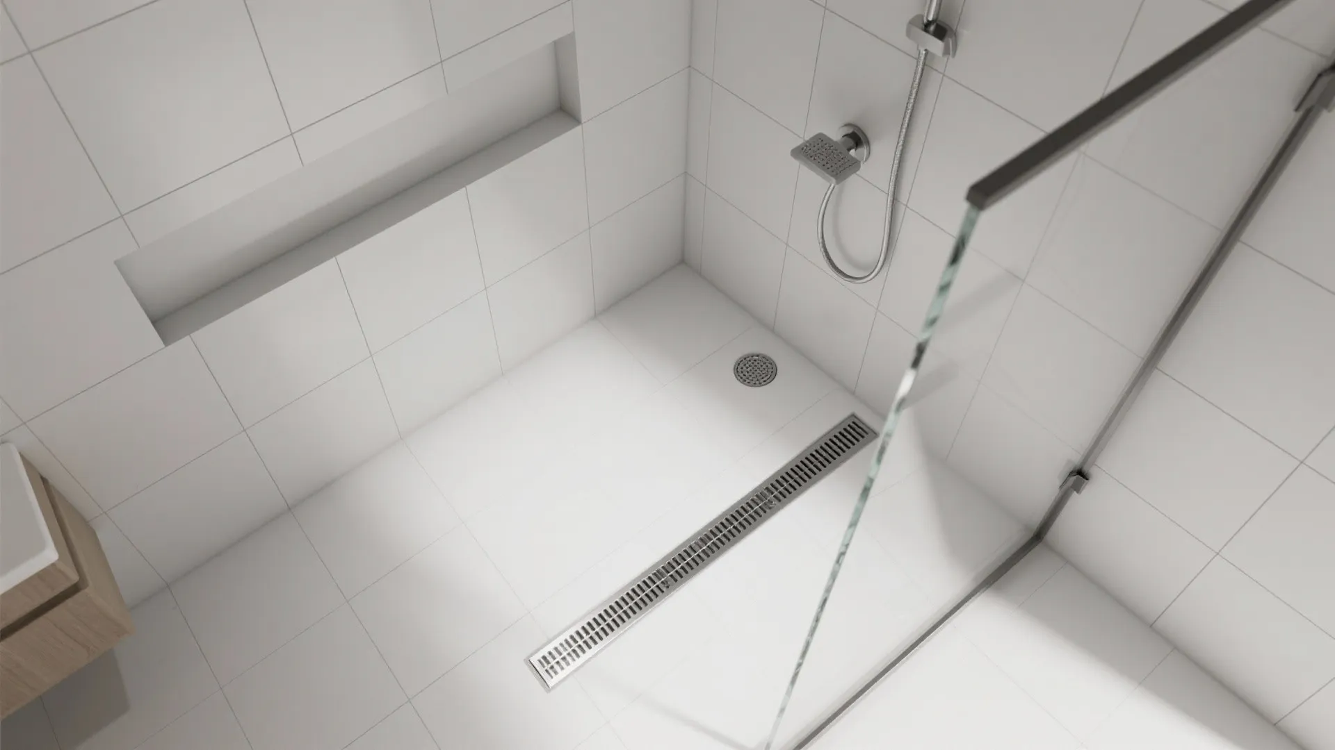 One‑Slope Walk‑In With Linear Drain