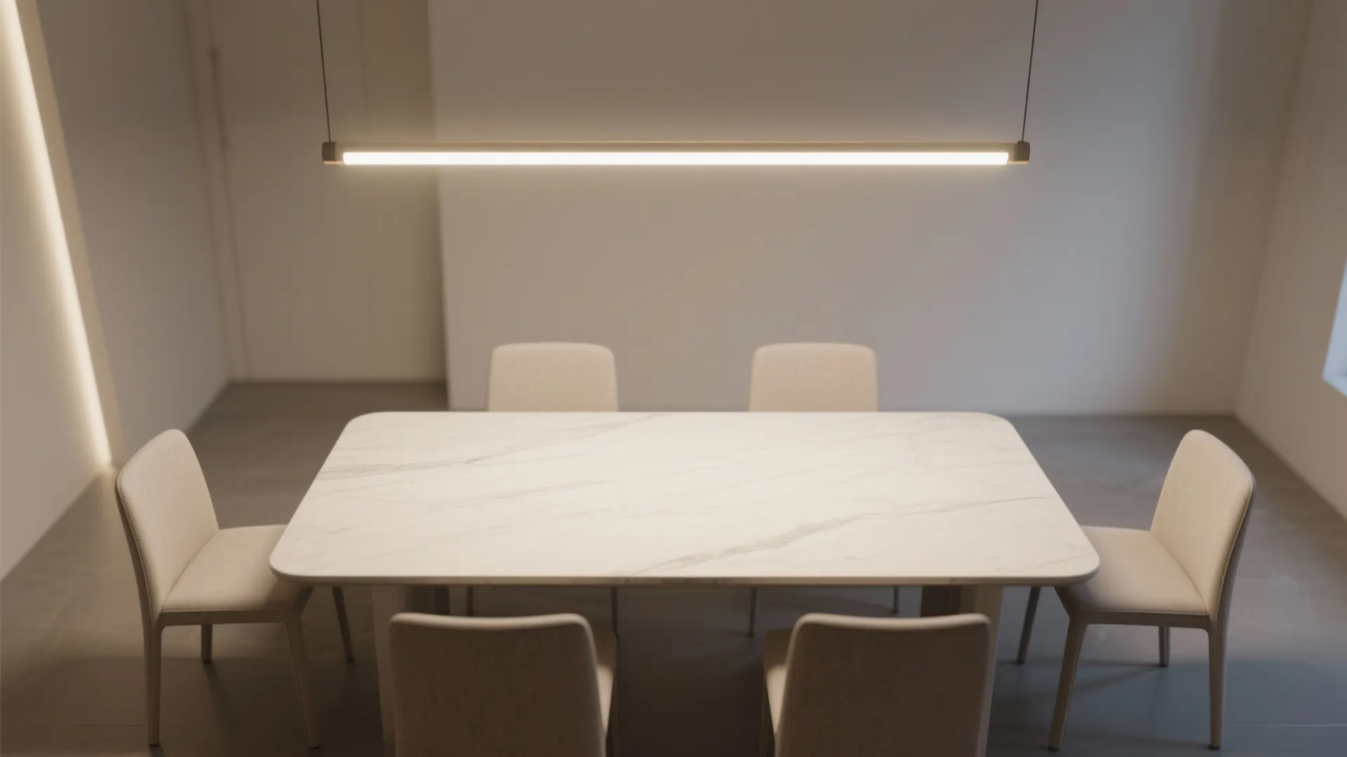 Linear LED bars over rectangular tables