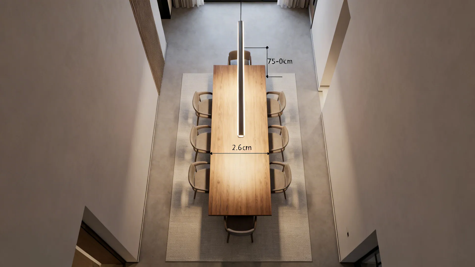 Linear chandelier for long dining tables