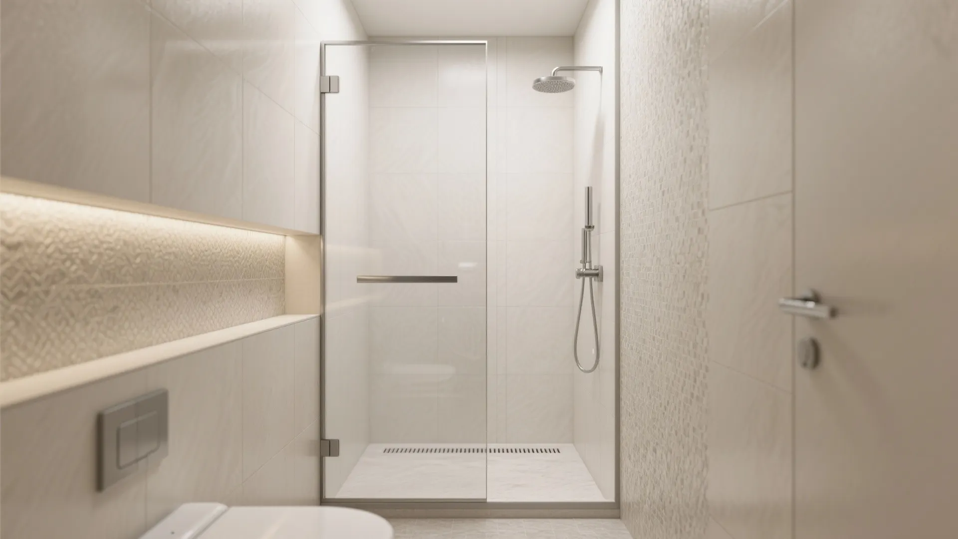 2. Use a linear walk-in shower with glass