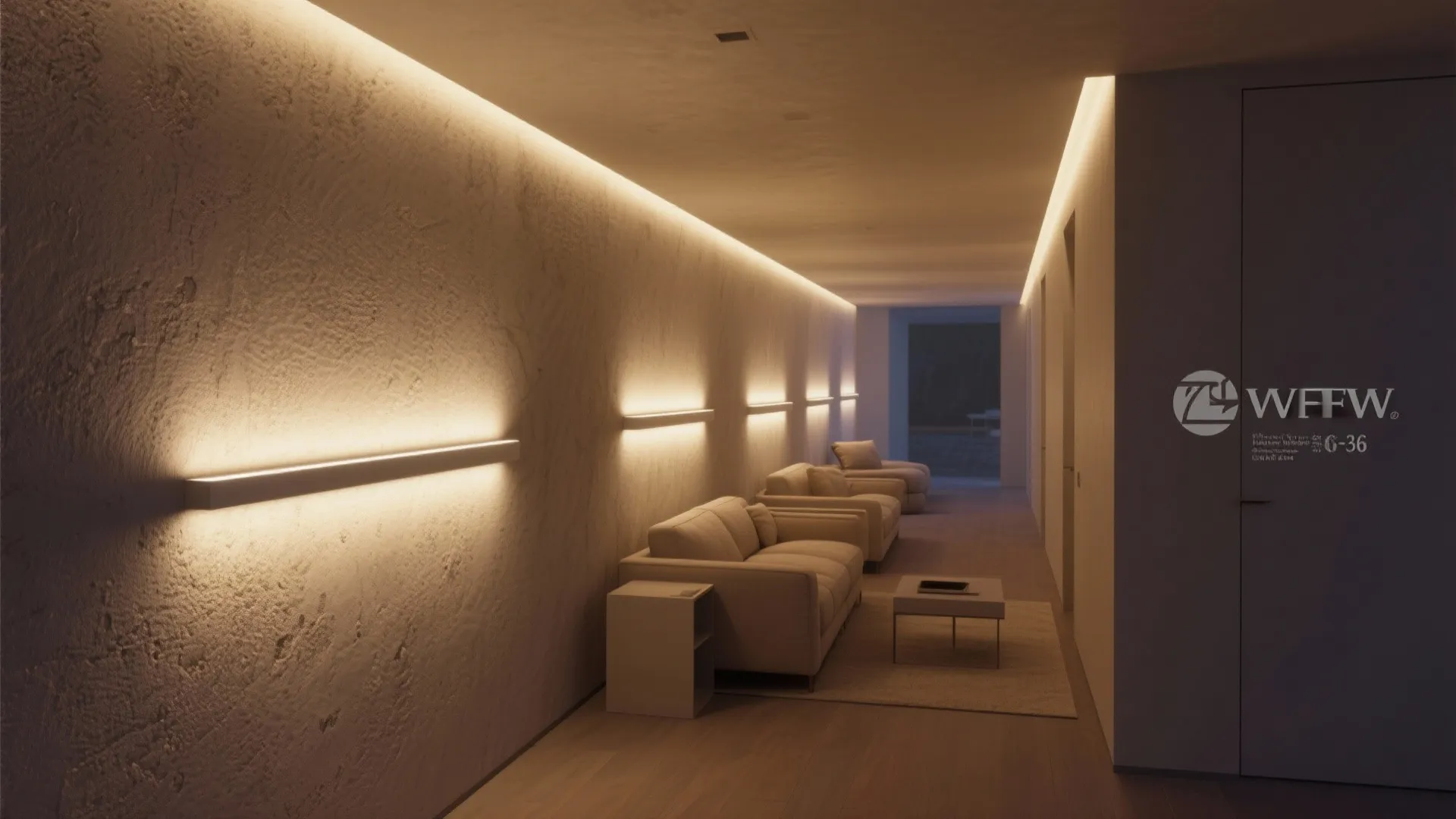 Linear wall washers to stretch the room