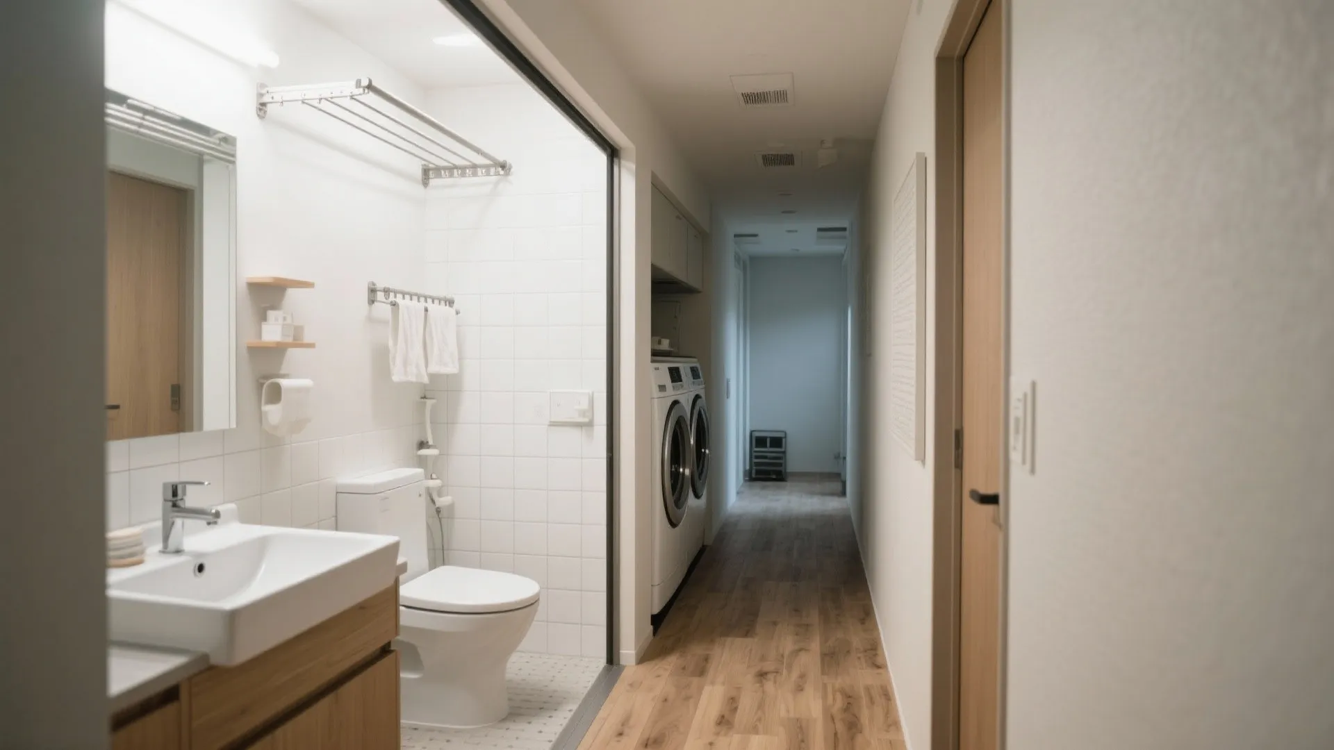 Tips 4: 水回りは“連続配置”で時短、洗濯動線は一直線（動線規劃）