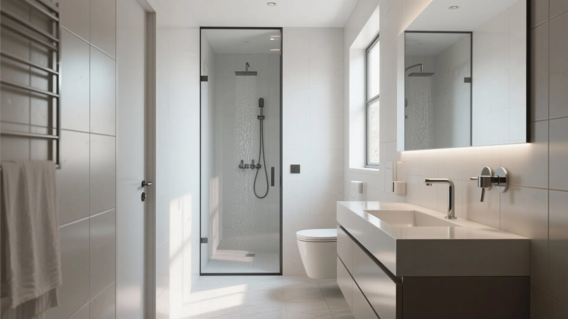 4. Linear wet/dry split with glass divider