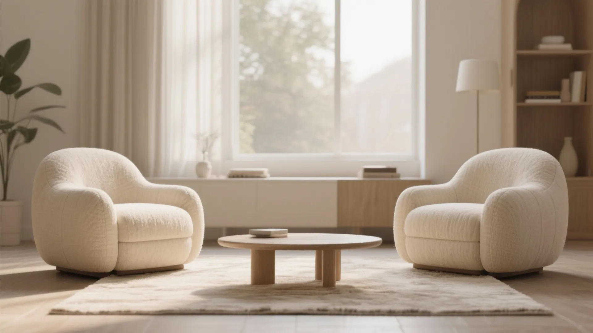 3. Linen Armchairs with Soft Curves