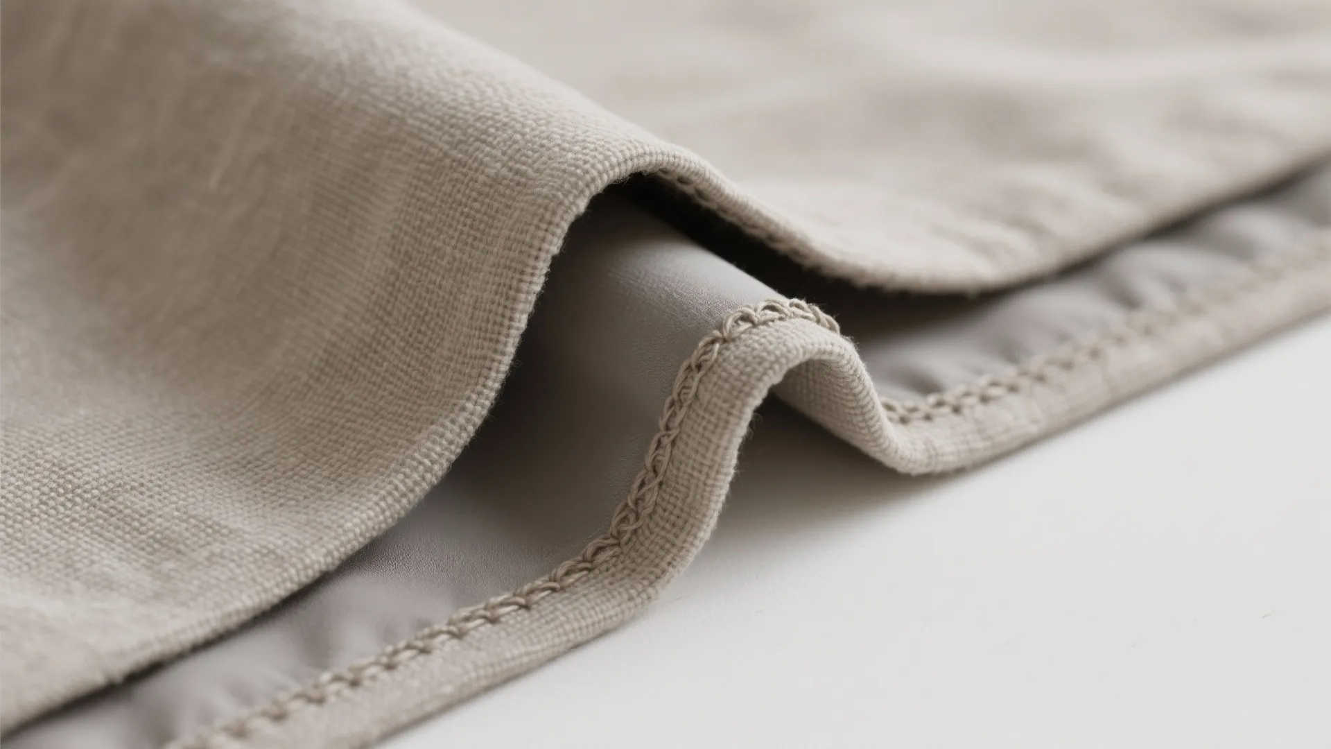 Neutral linen with blackout lining (two-layer control)