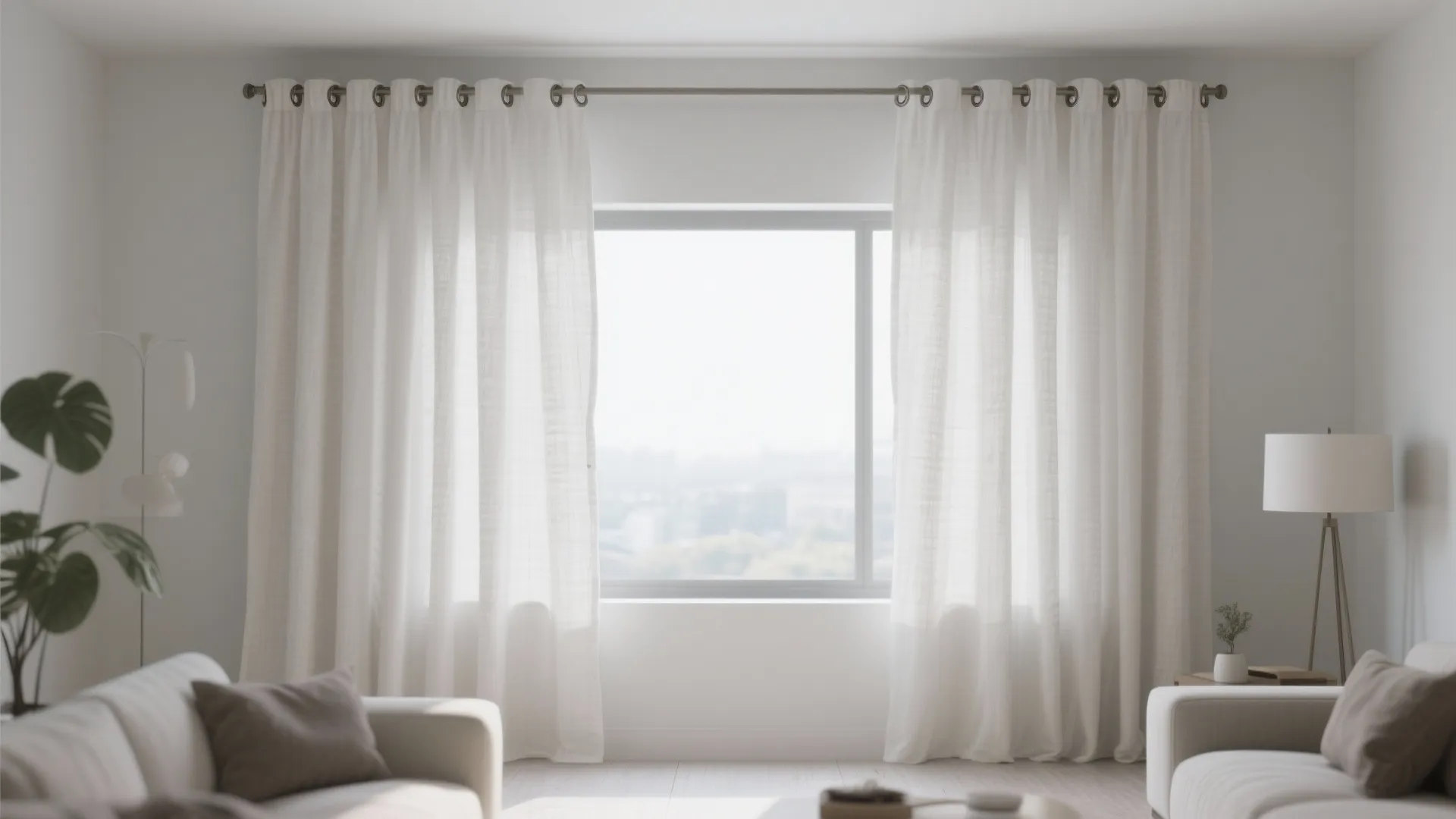 White Linen-Cotton Blend with Grommets