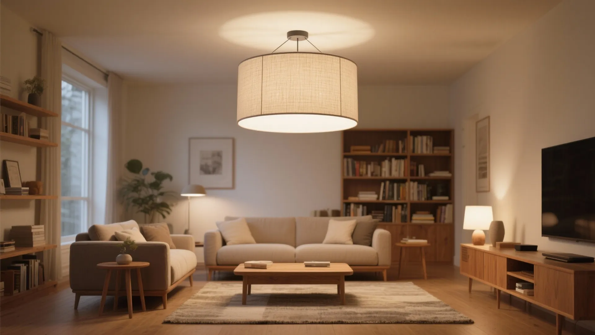 5) Low-Profile Drum Shade (Fabric or Linen)