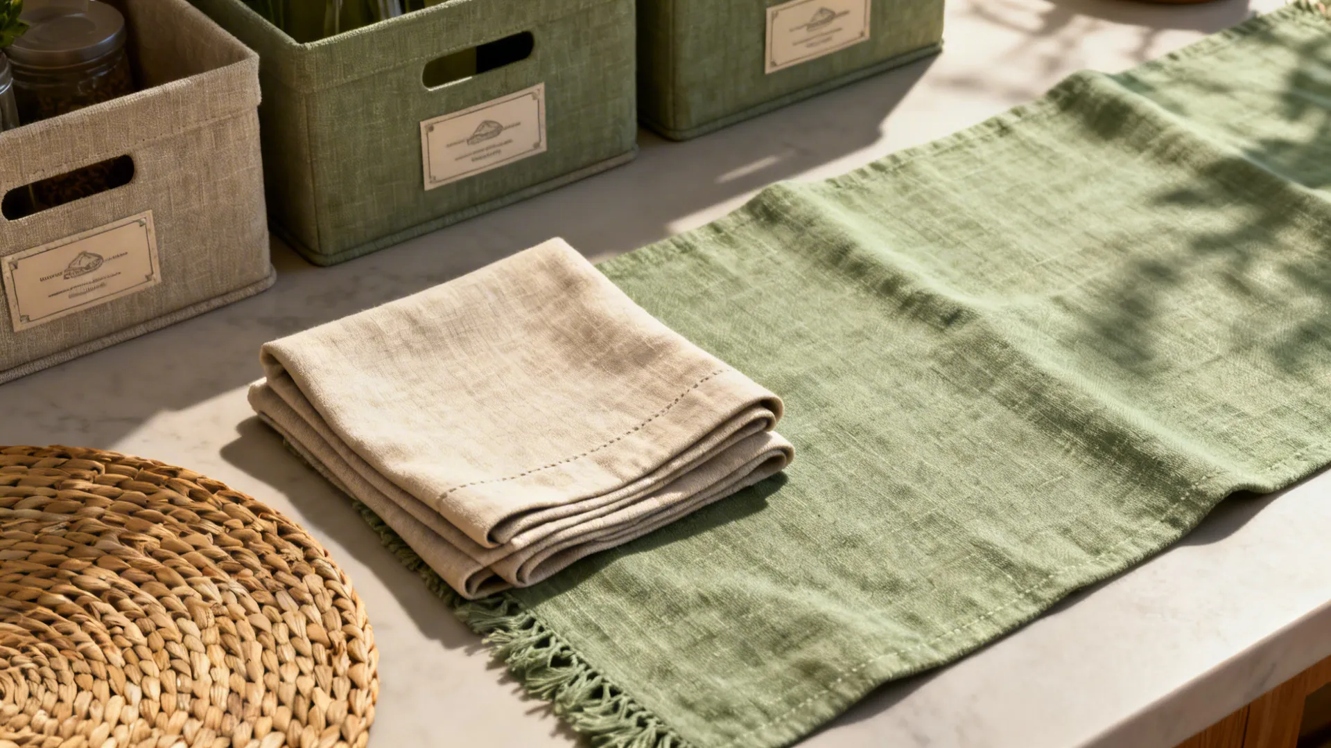 Open Shelf with Linen Boxes