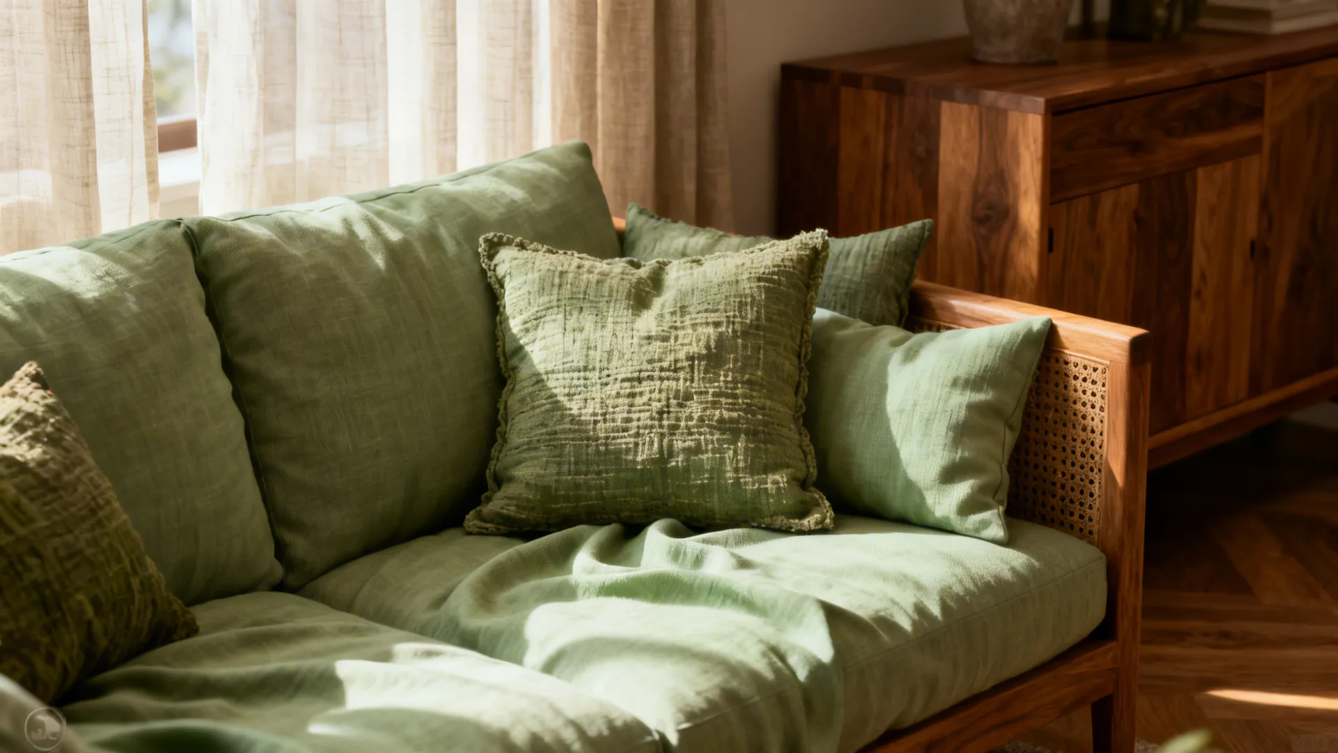 2. Linen-Texture Green for Casual Elegance