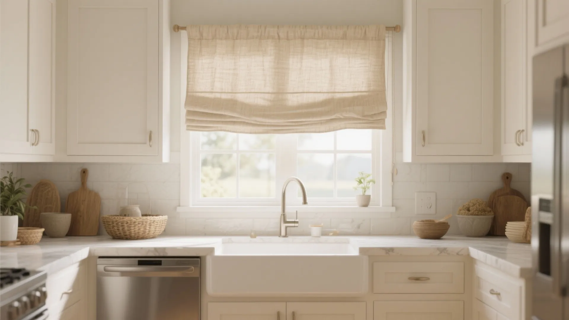 5. Linen Roman Shades