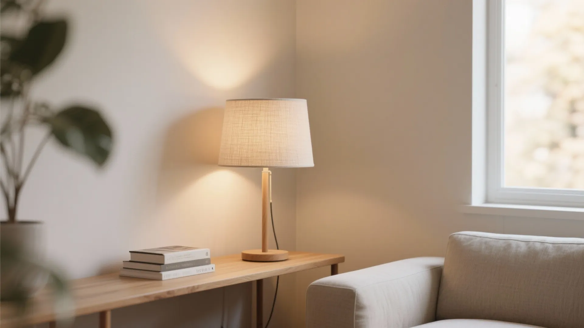 Minimalist linen-shade table lamps