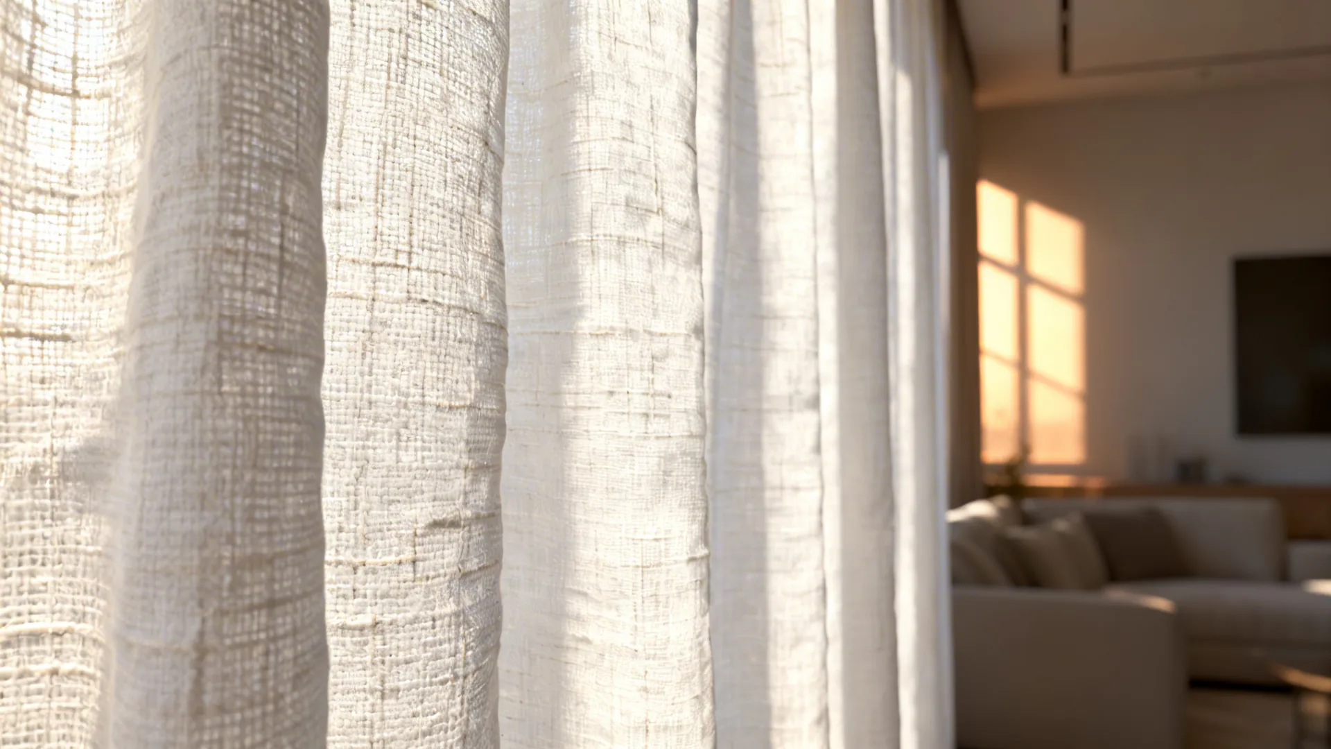 Close-up of textured white linen drape showing weave and soft wrinkles