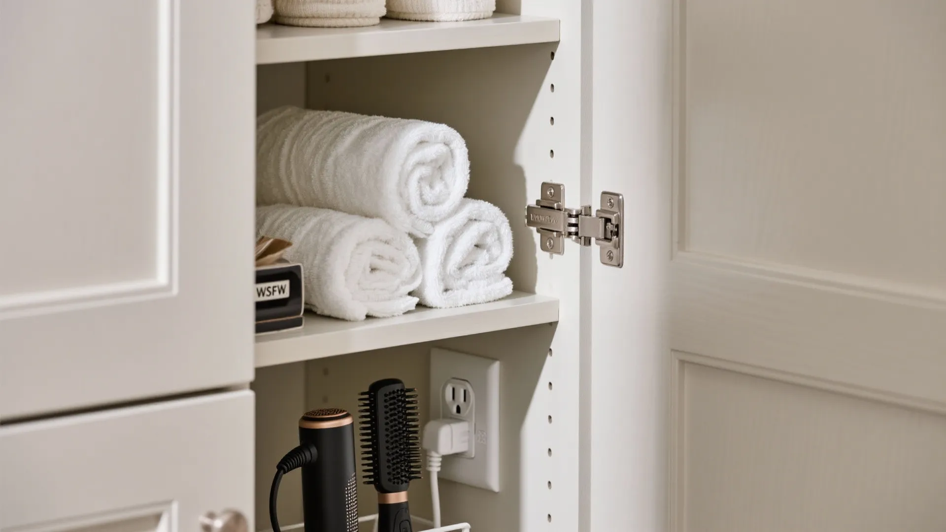 Slender tall cabinets that double as linen towers