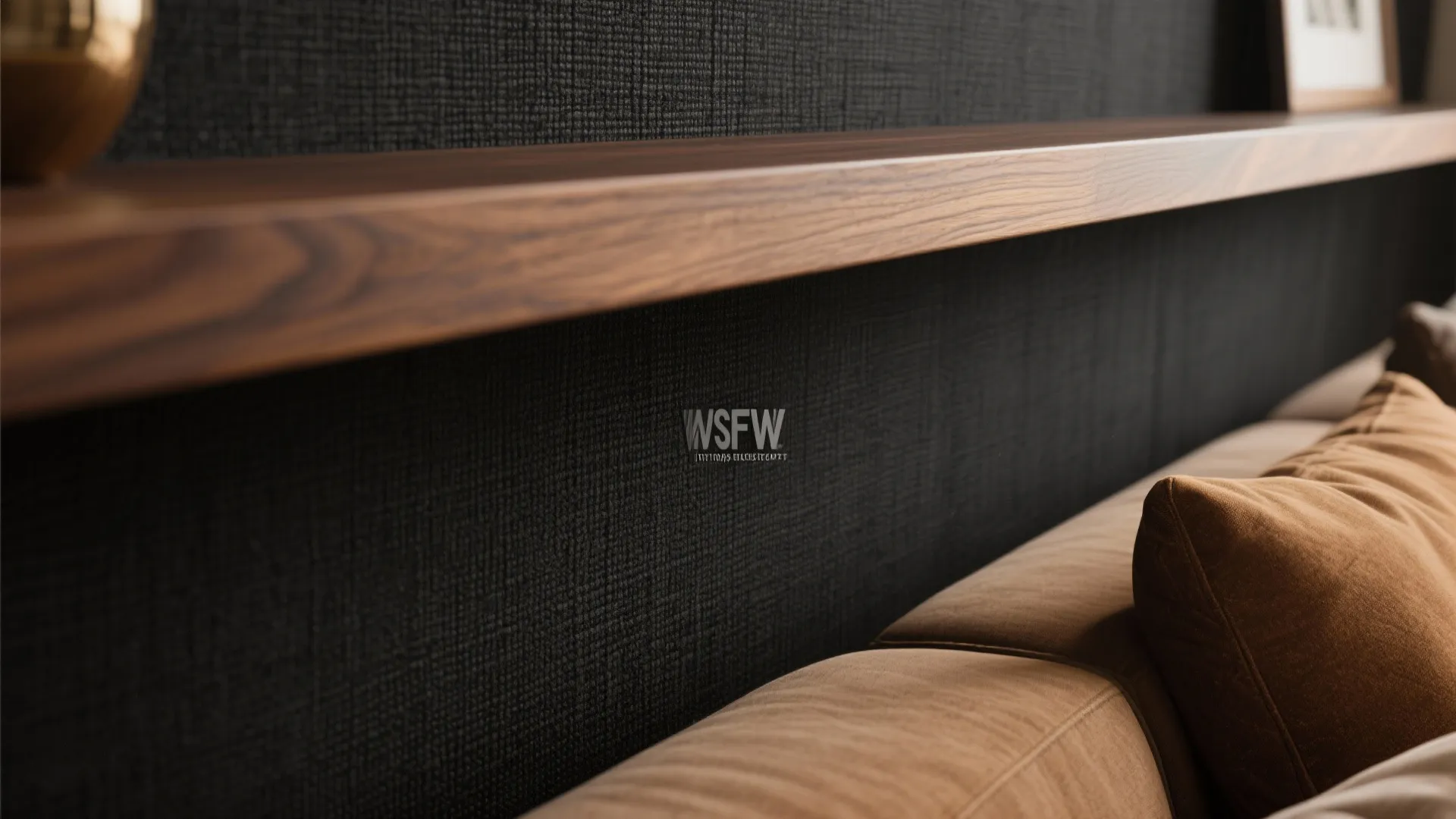 4) Black-and-wood contrast in compact living rooms