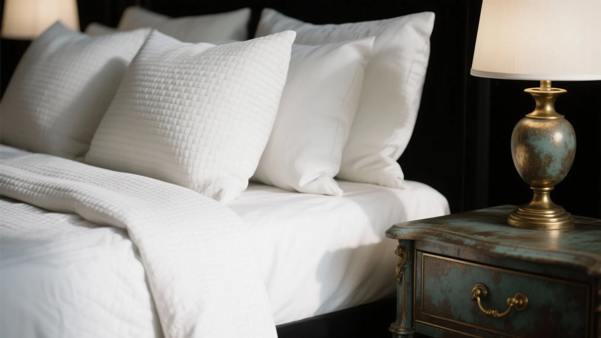 2. Contrast with Crisp Linens and Brass