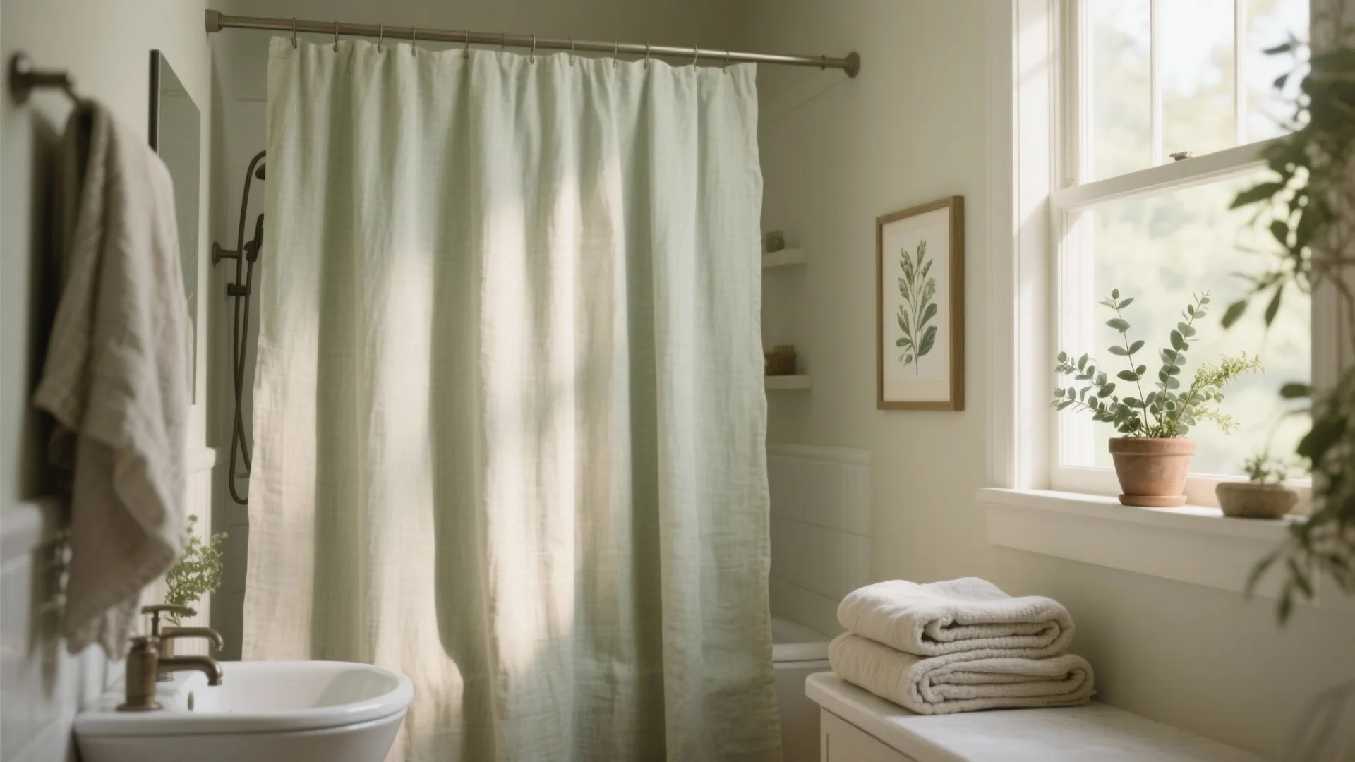 5. Light, layered linens and botanical accents