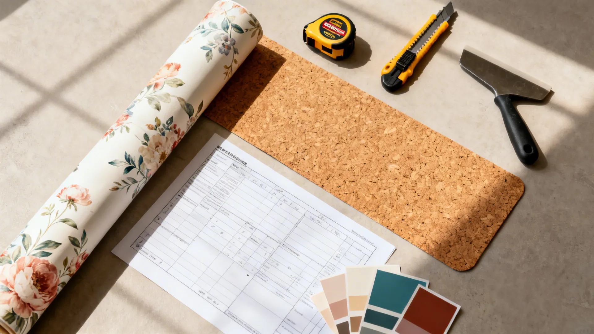 5) Floral Liners and Hidden Backs for Open Cupboards