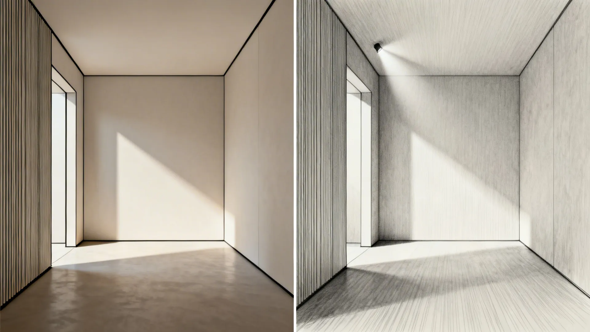 Before-and-after comparison showing improved depth with controlled line weight and three-value shading.