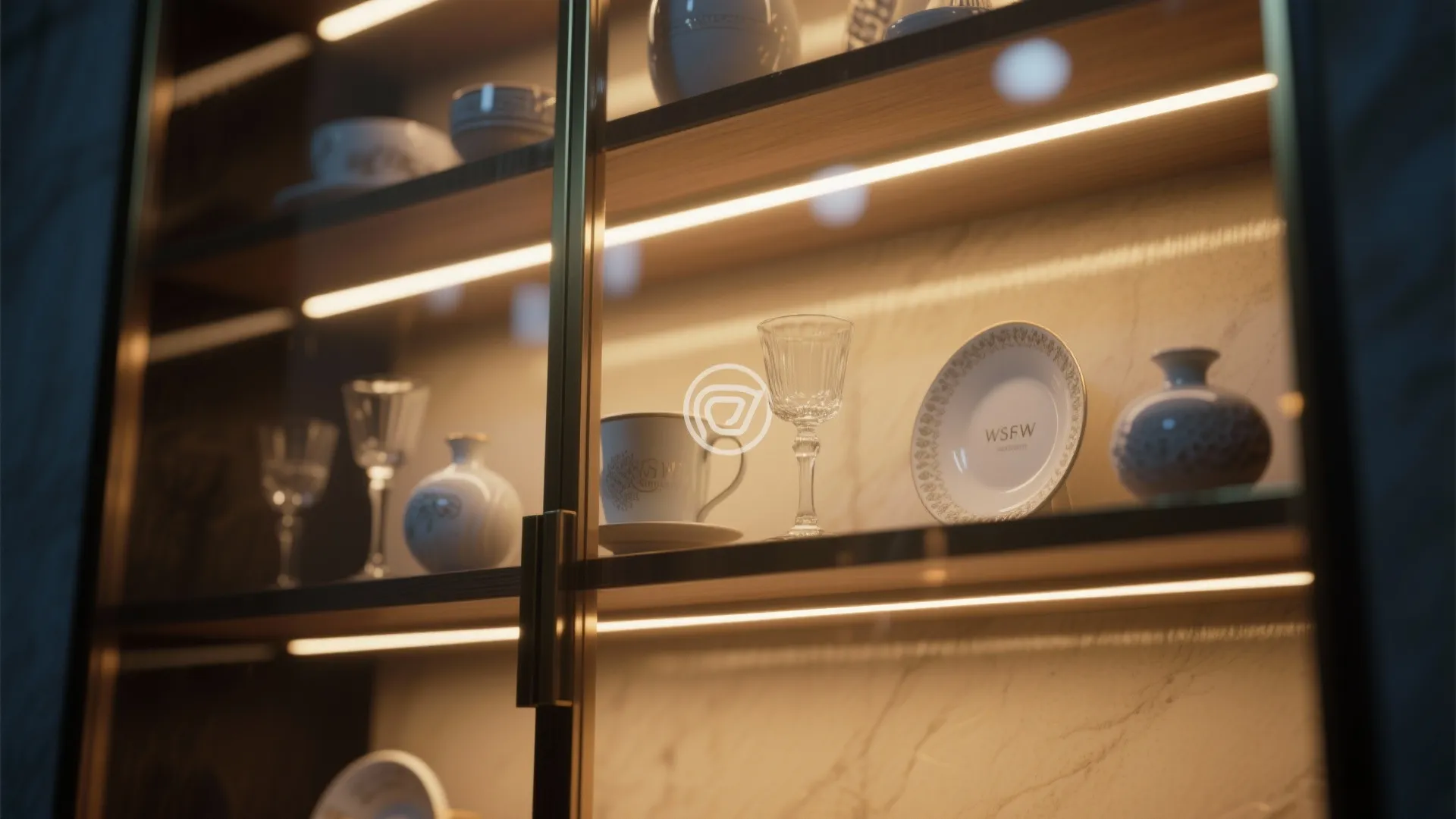 4. Glass Inserts with Lighting for Display Cabinets