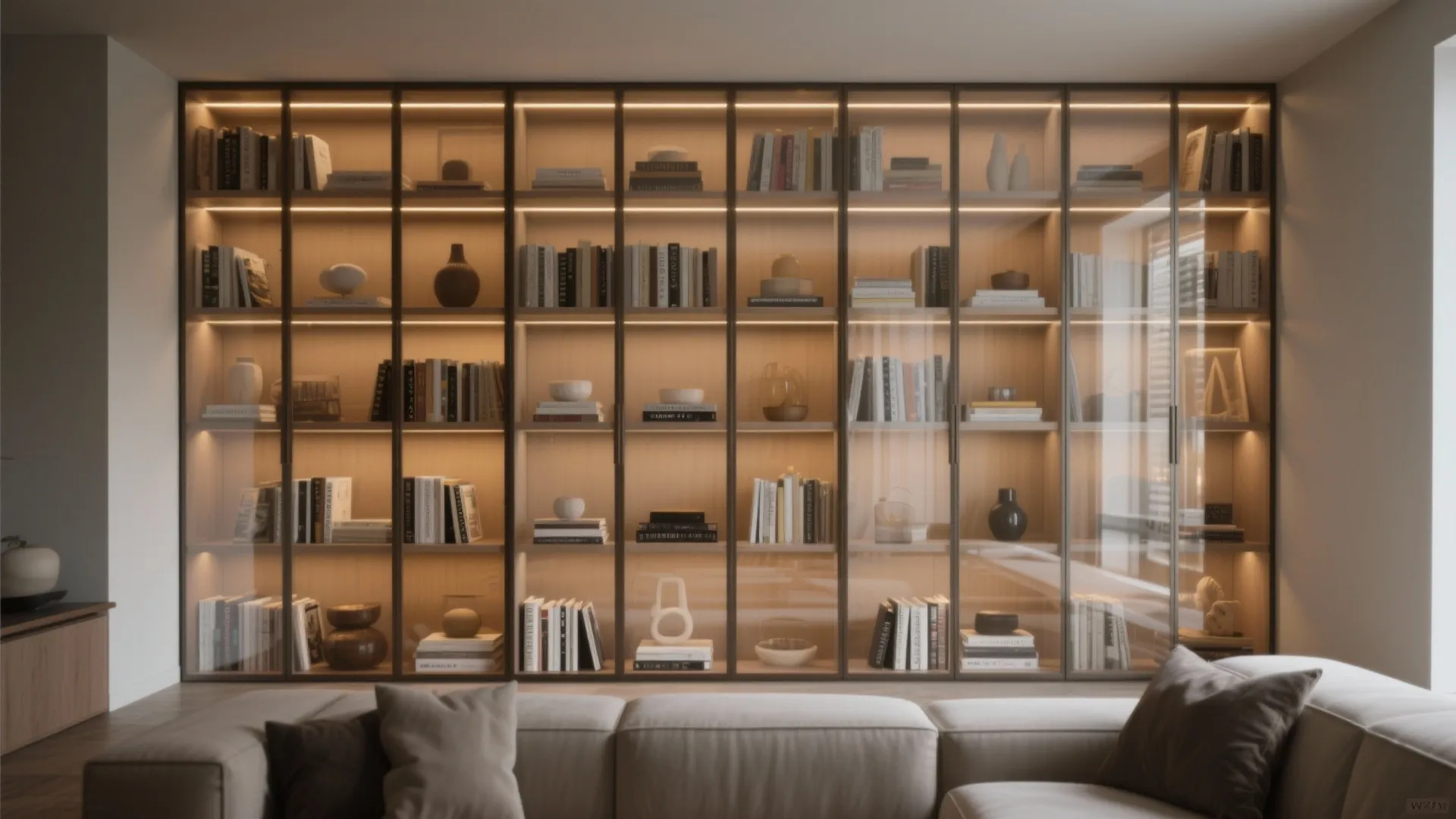 9. Inside Bookshelves with Clear Doors