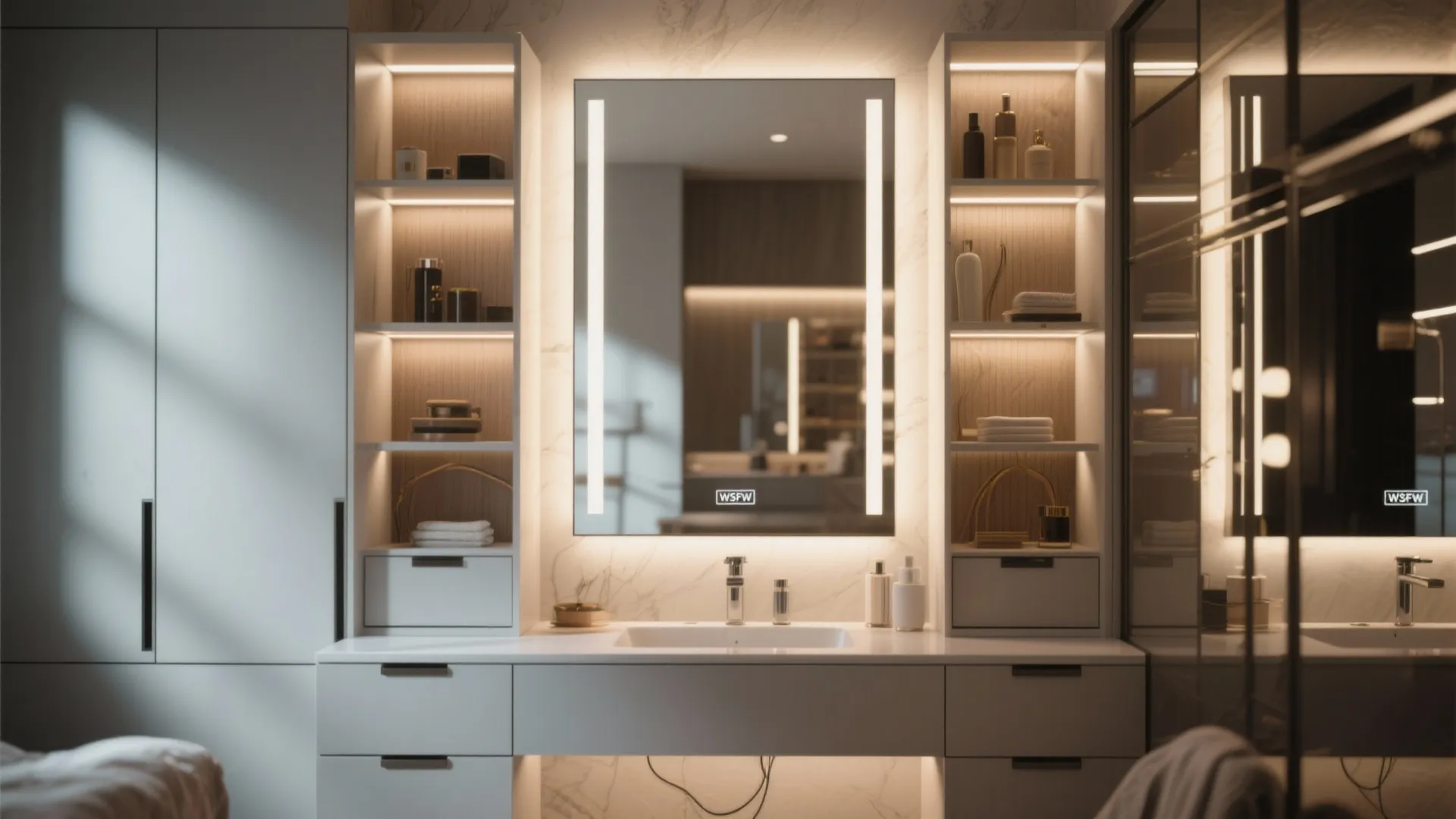 5. Integrated lighting and mirror cabinetry