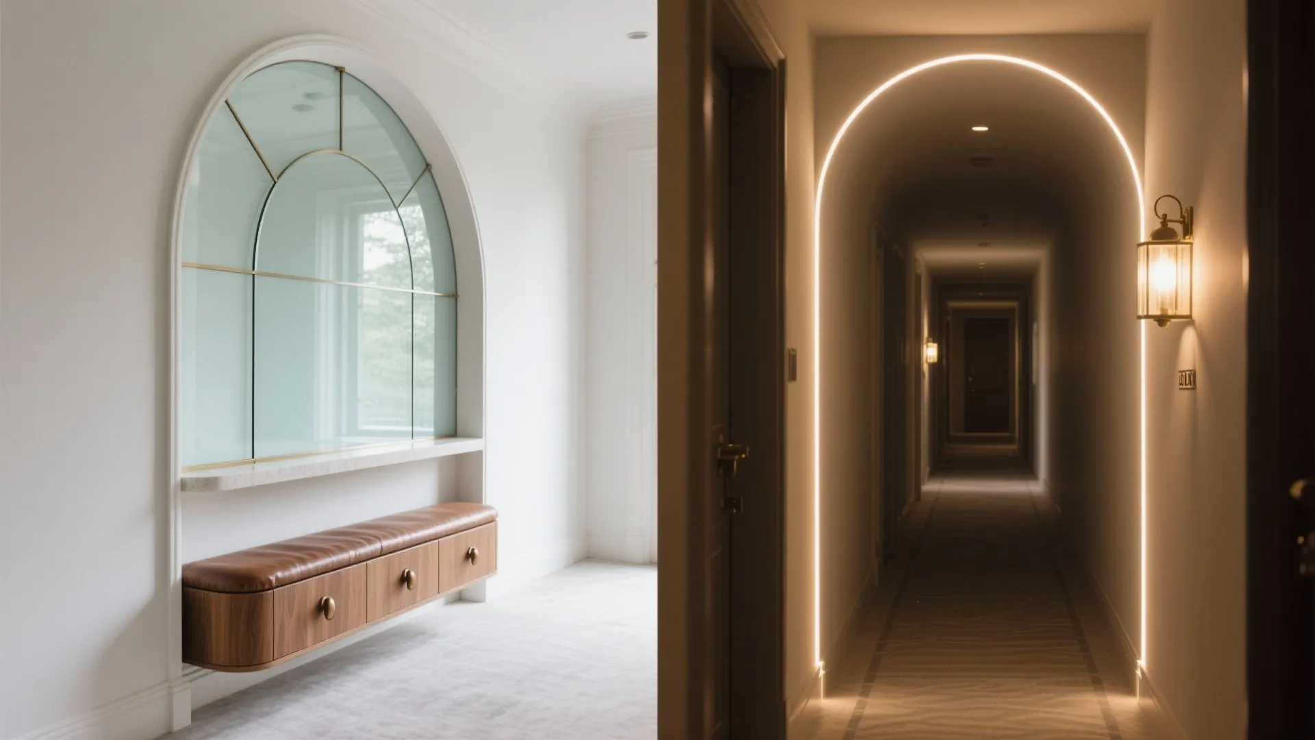 Glass Arch with Integrated Lighting or Storage: Function Meets Glow