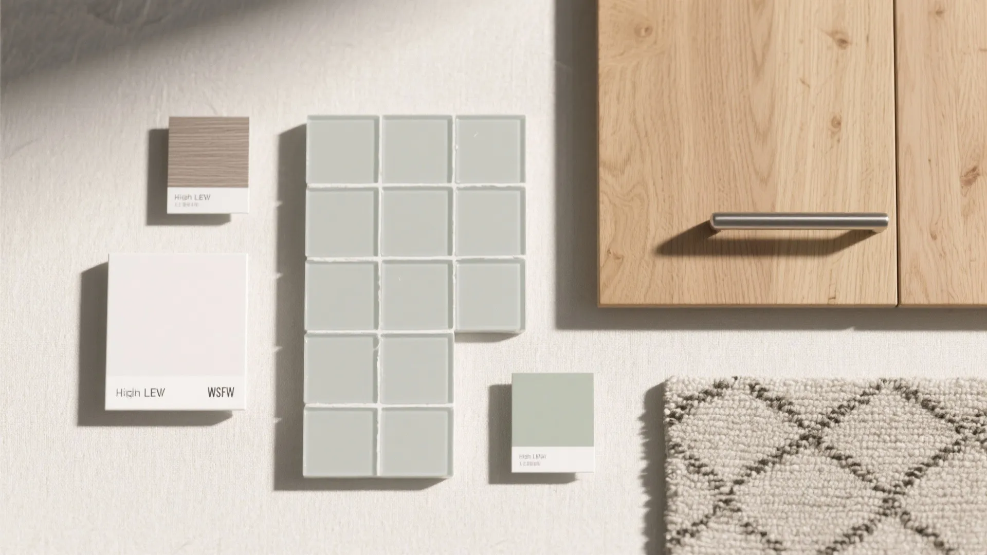 4) Light Palette, Warm Wood, and a Glass Backsplash