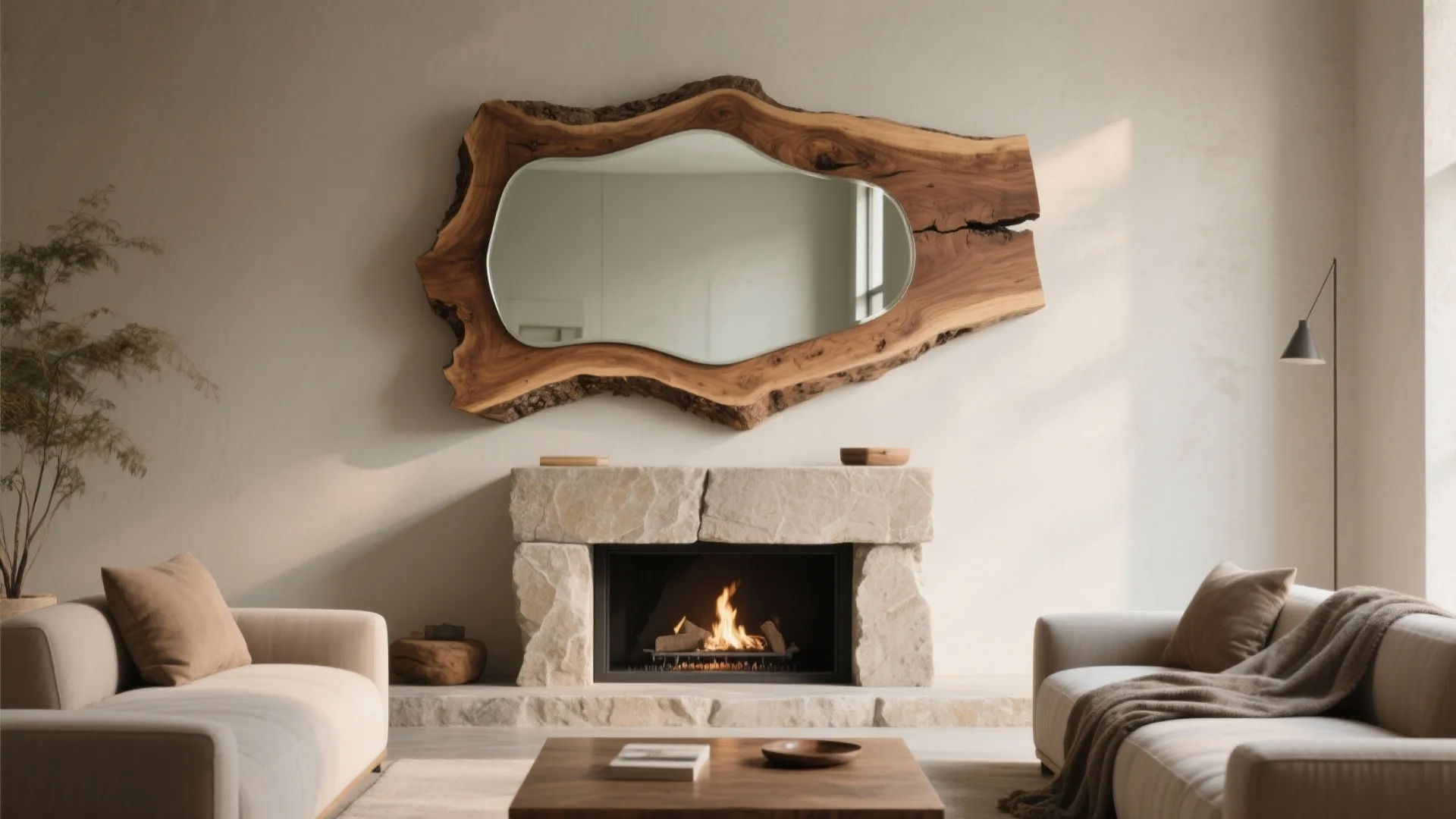 4) Live-Edge Slab Mirror for Organic Drama