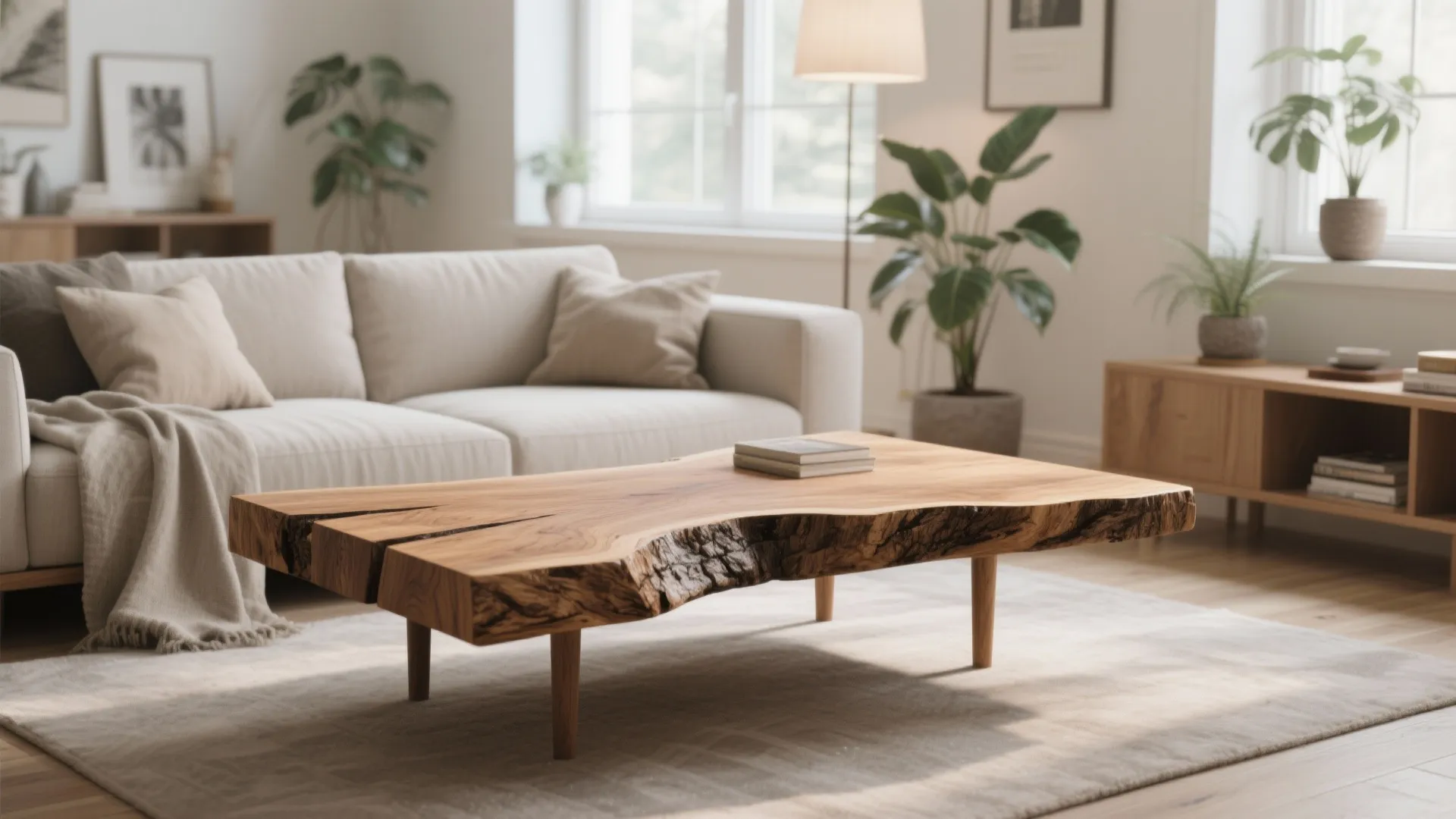 1. Live-Edge Slab Coffee Table