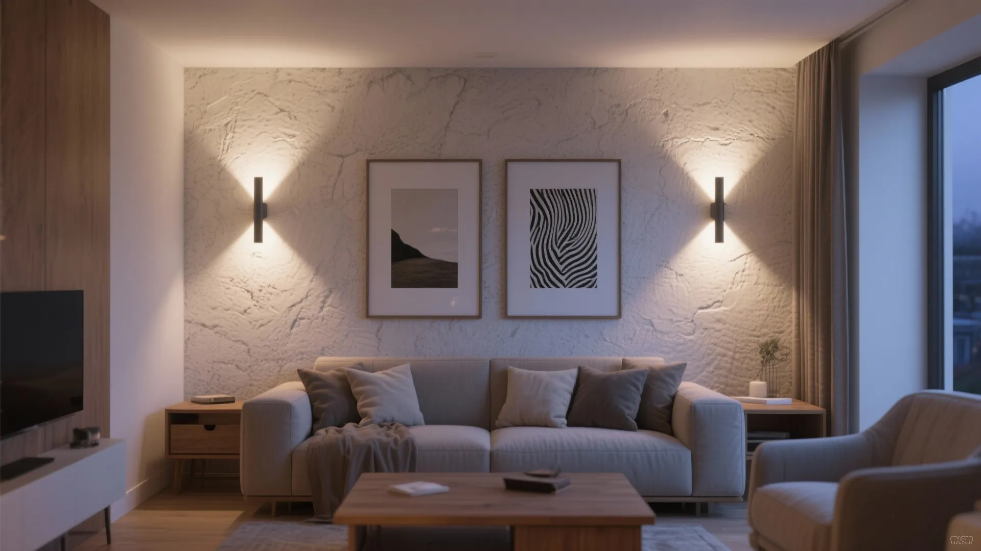 Layered living room: art-friendly grazing