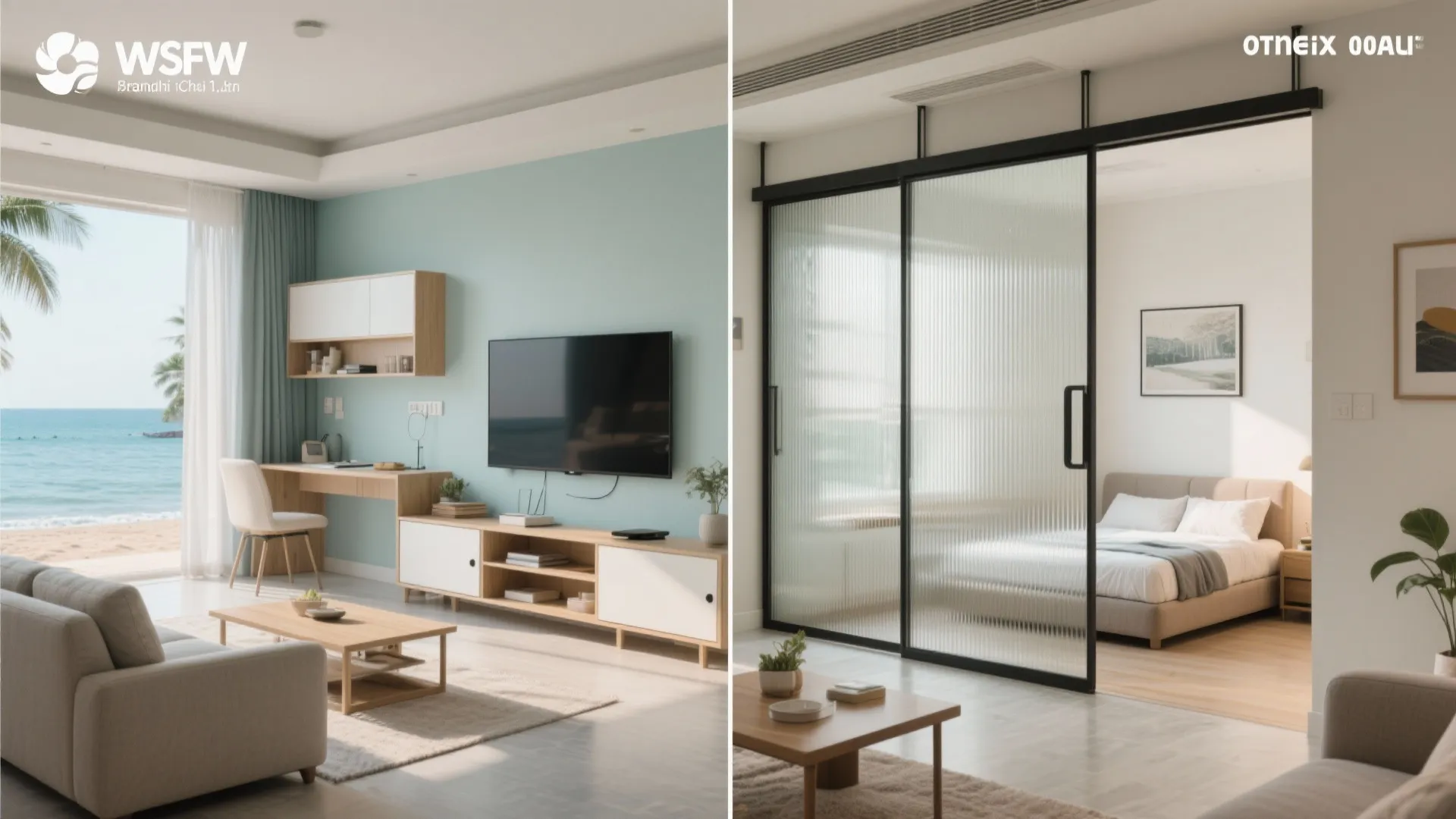 Sliding partitions and transformable furniture in the living room