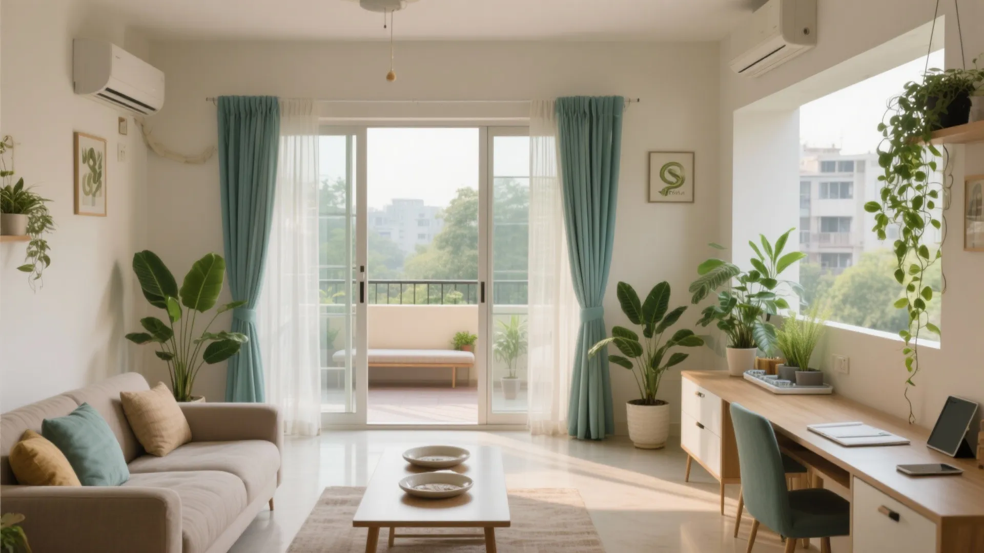 Flexible living-dining with balcony integration