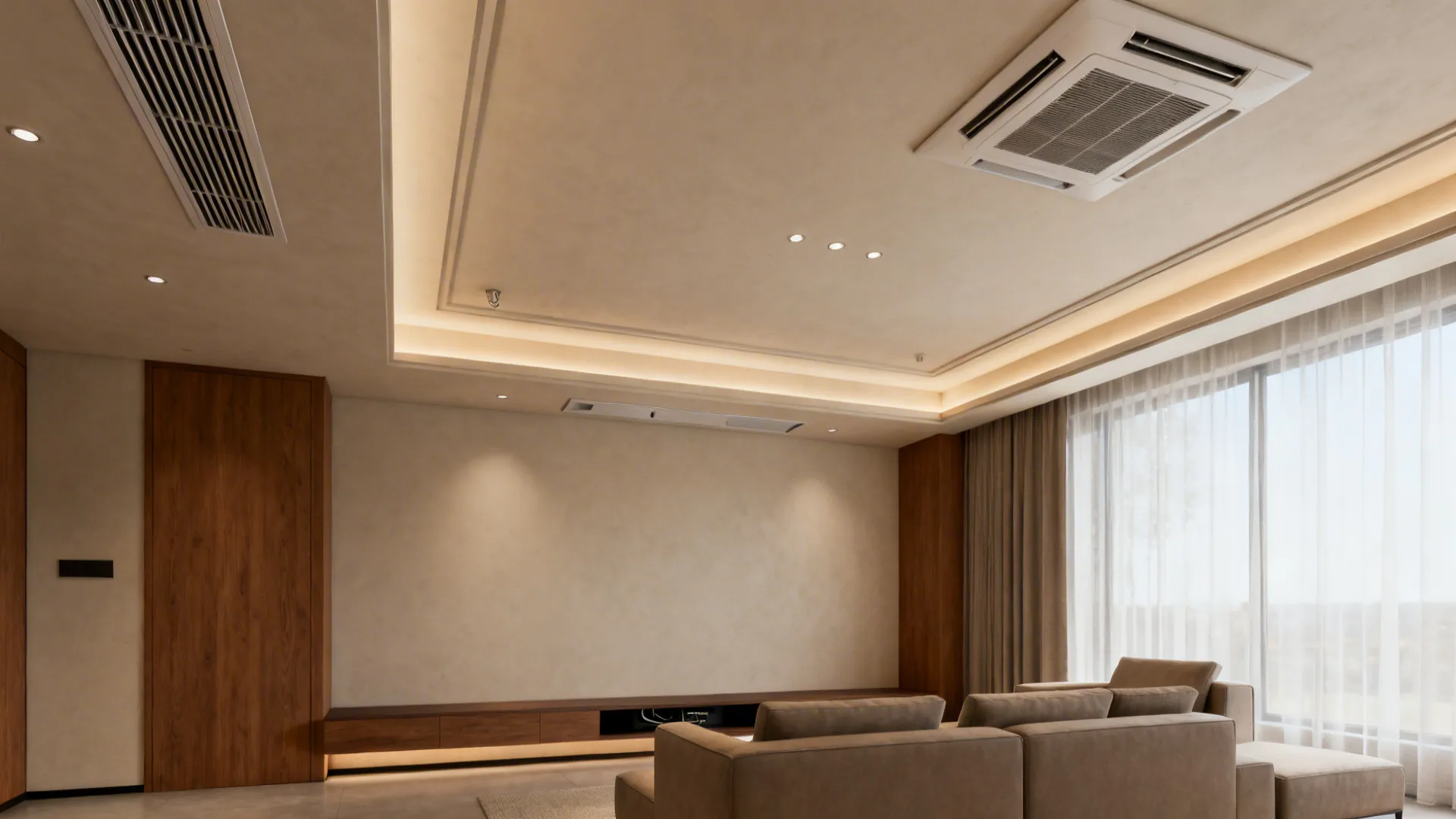 5 Living Room False Ceiling Ideas with Cassette AC