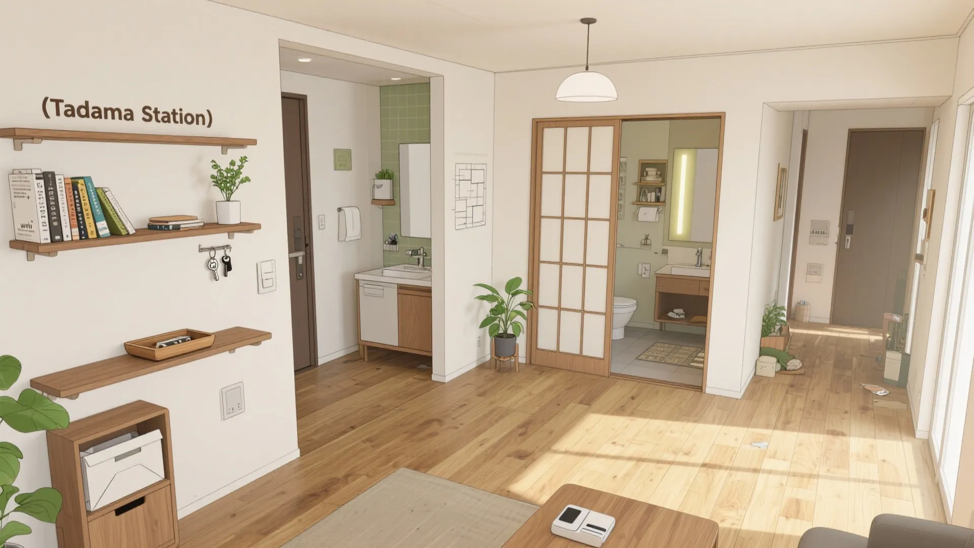 リビング中心の動線計画で、家族が集まる核を作る（動線計画×東京公寓設計）