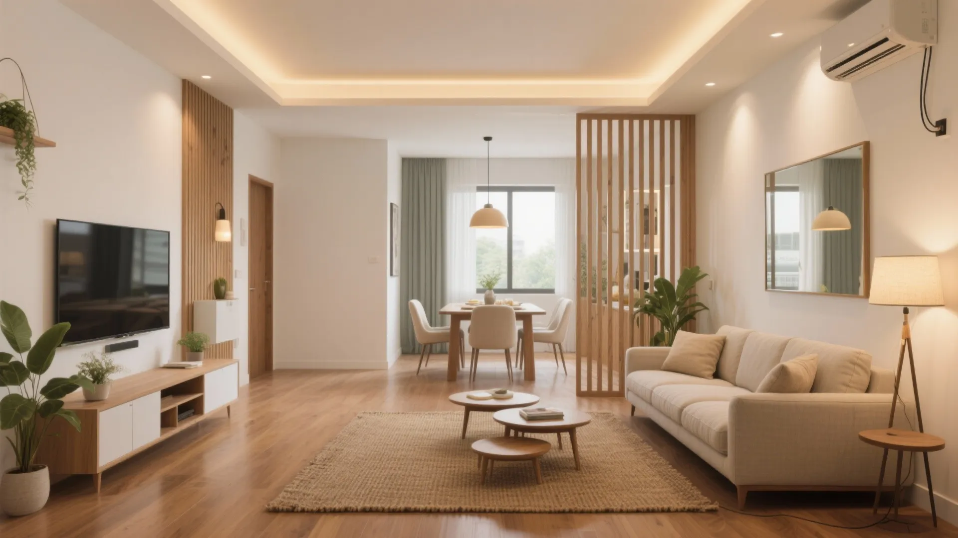 Open Living–Dining with Subtle Zoning