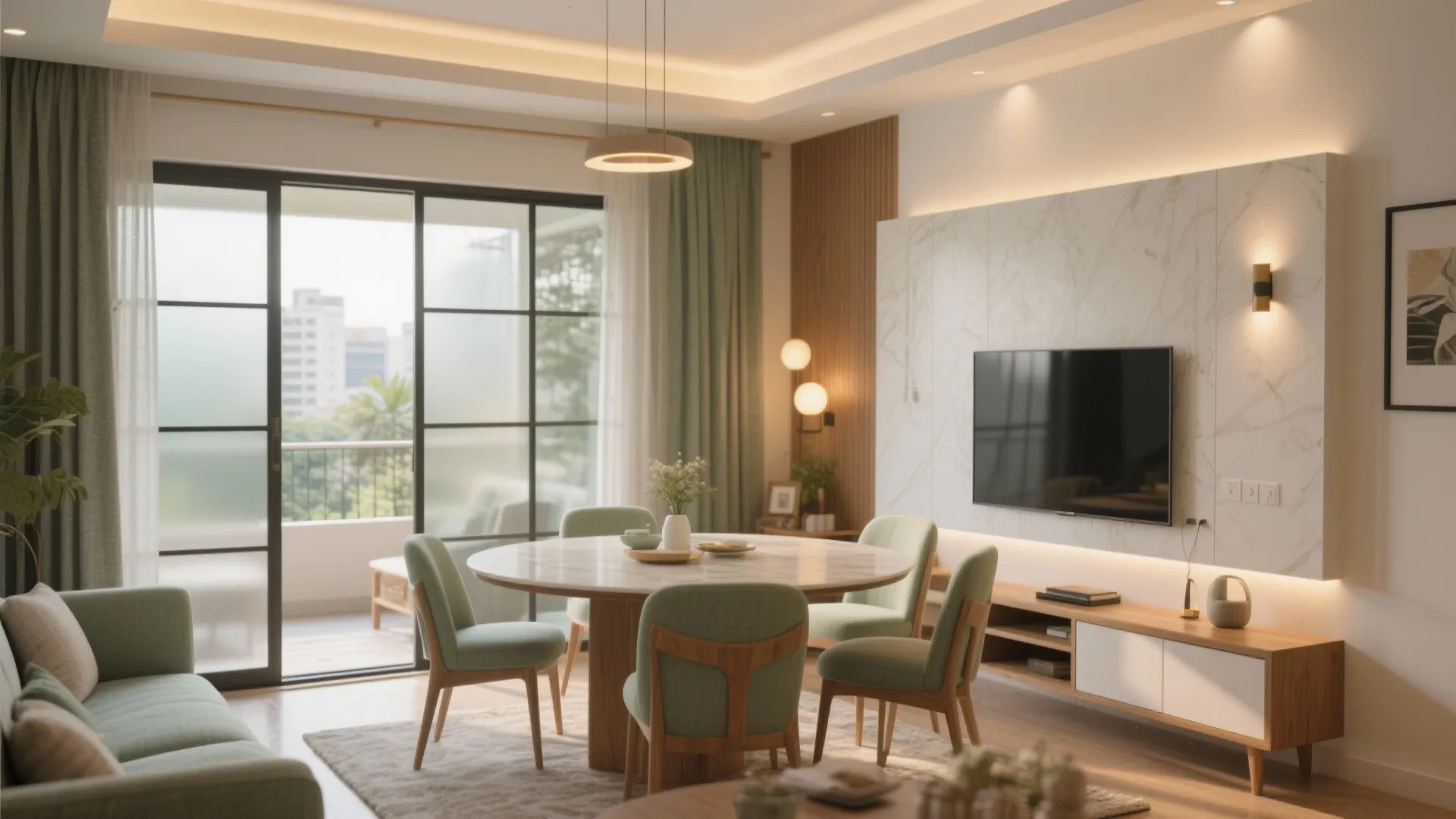 Living–Dining That Borrows Light (and Flexes for Guests)