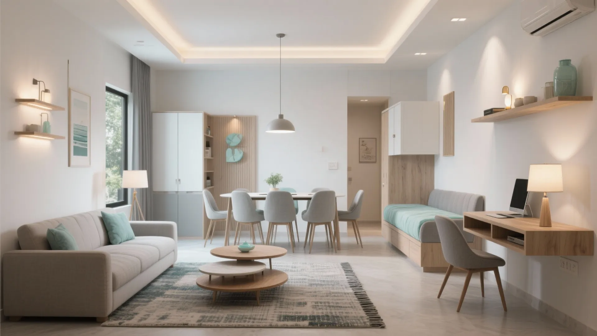 4) Multi-Functional Living-Dining with Thoughtful Zoning